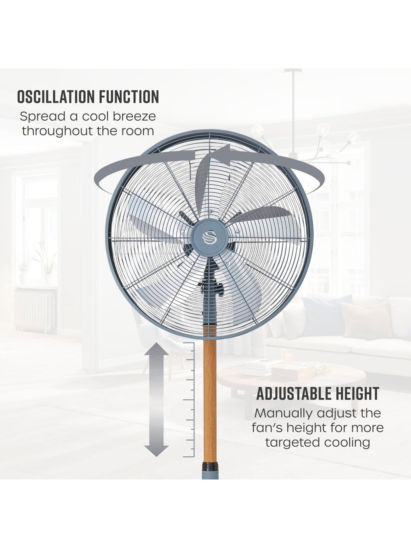 Image 3 of 6 of Swan Nordic 16-Inch Pedestal Fan with 4 Power Levels, Grey