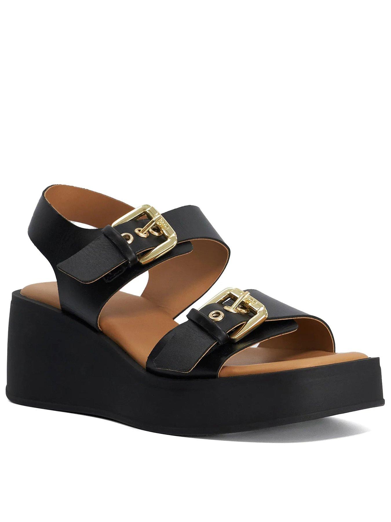 Image 1 of 4 of Dune London Karola Casual Wedge Sandals - Black
