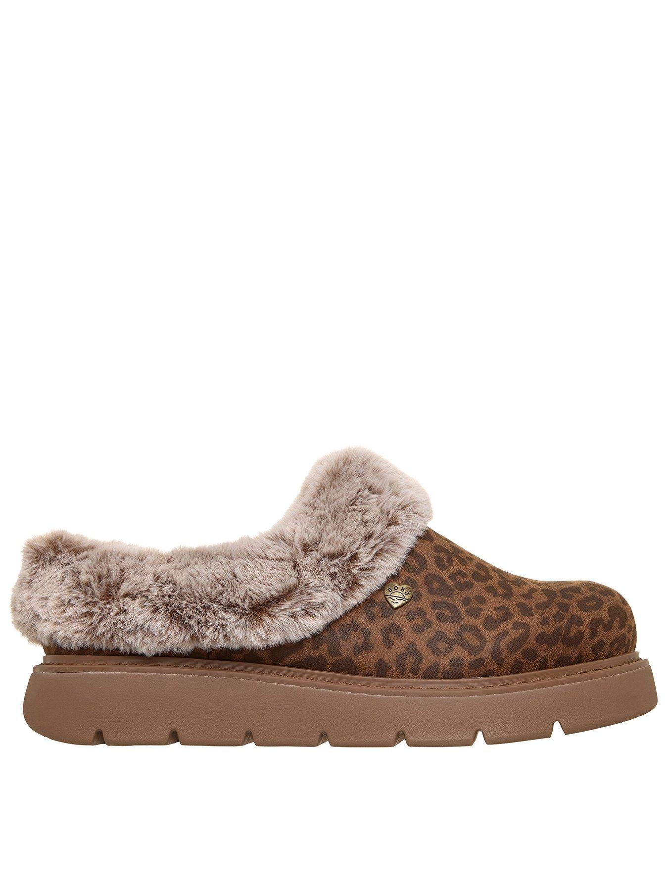Image 1 of 3 of Skechers Keepsakes Lite Cozy Blend Vegan Leather Slipper W/ Faux Fur Trim - Leopard Textile