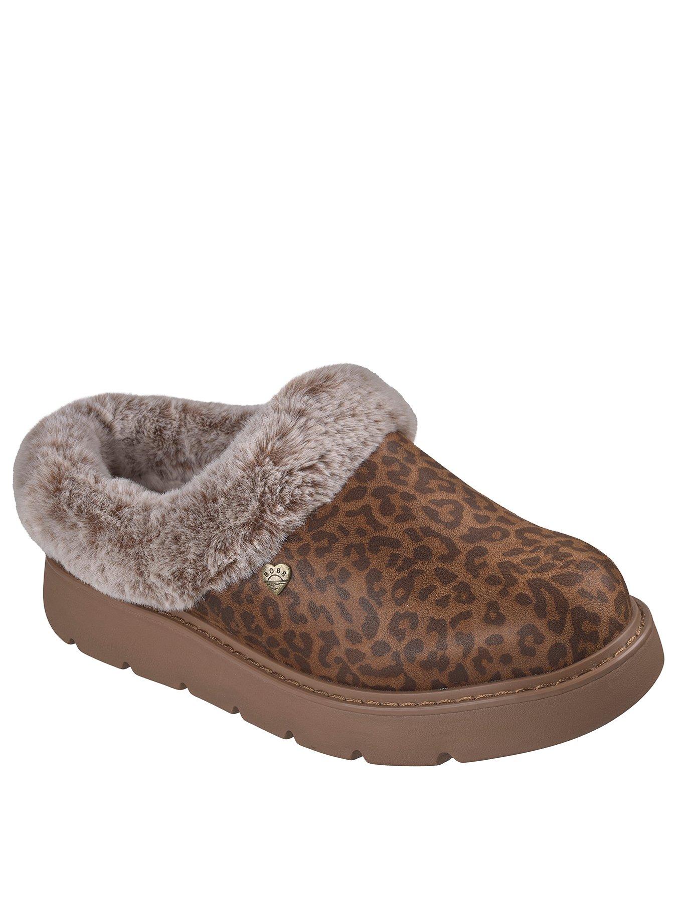 Image 2 of 3 of Skechers Keepsakes Lite Cozy Blend Vegan Leather Slipper W/ Faux Fur Trim - Leopard Textile