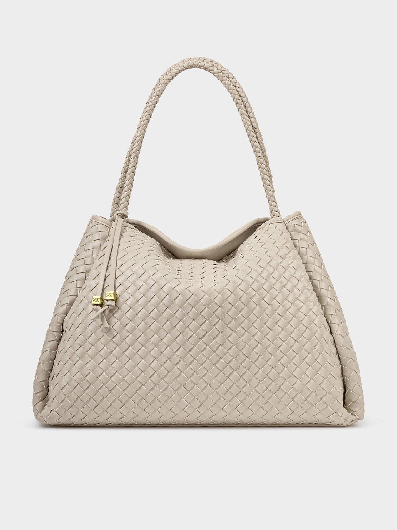 Katie Loxton Nova Hand Woven Large Shoulder Bag- Oyster