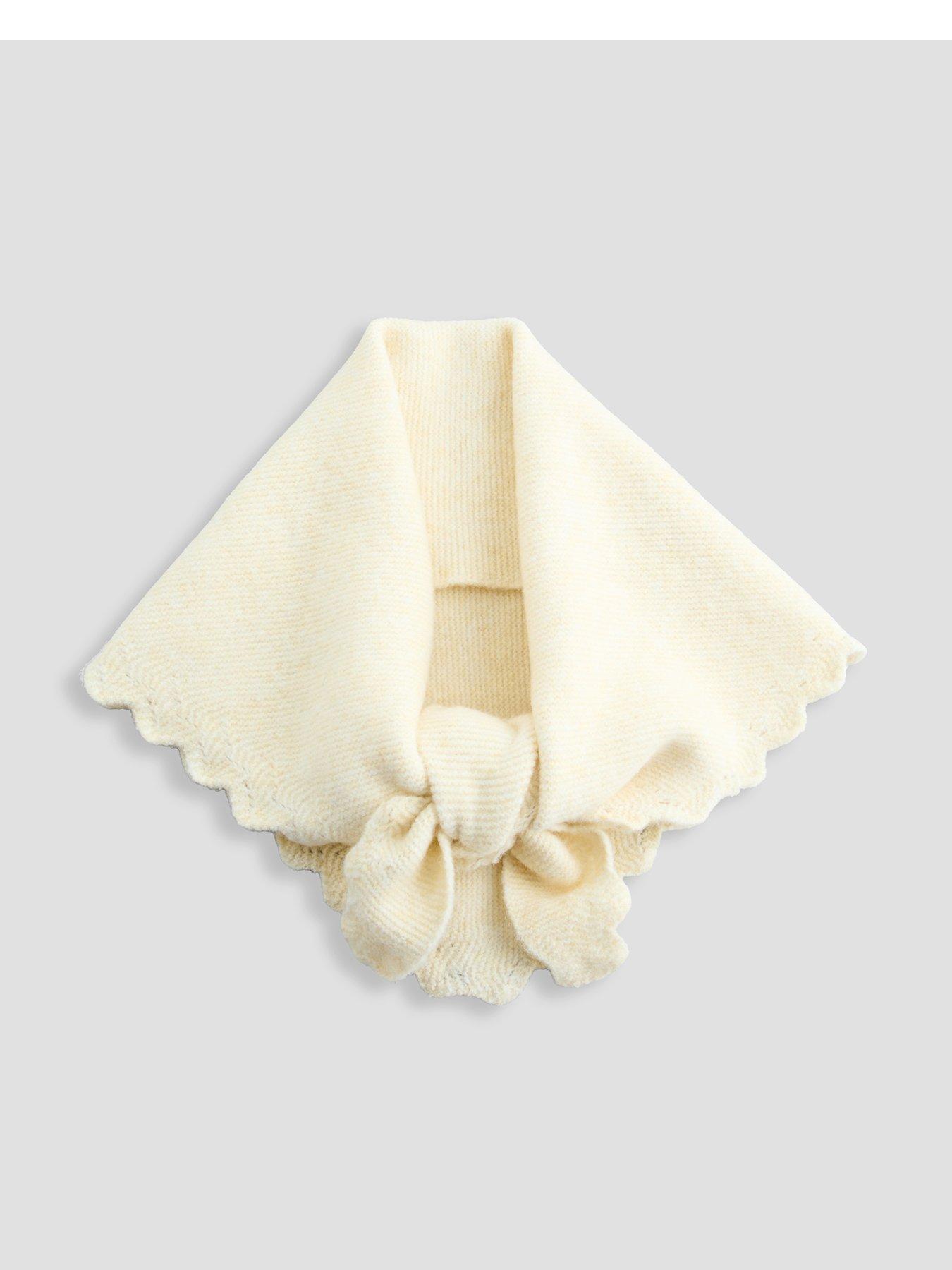 The Very Collection Pointelle Scalloped Edge Triange Scarf - Cream