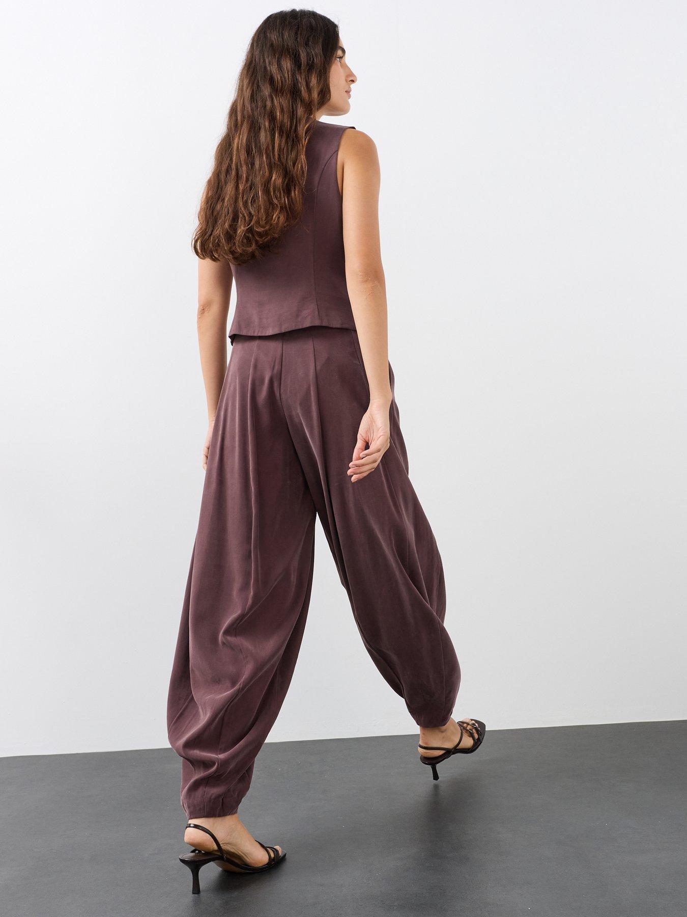 Image 2 of 7 of The Very Collection Womens Pleated Balloon Trousers - Purple