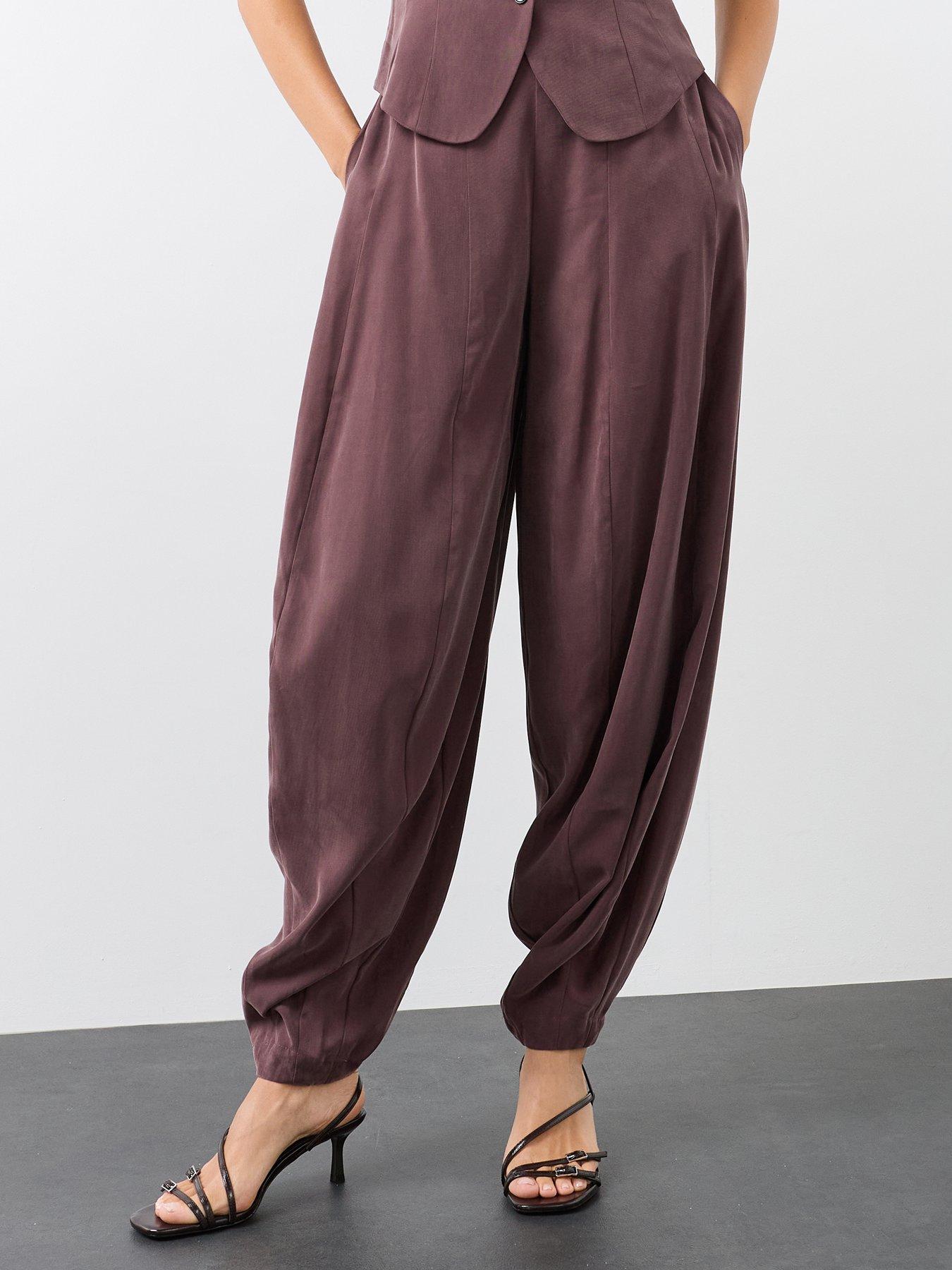 Image 4 of 7 of The Very Collection Womens Pleated Balloon Trousers - Purple