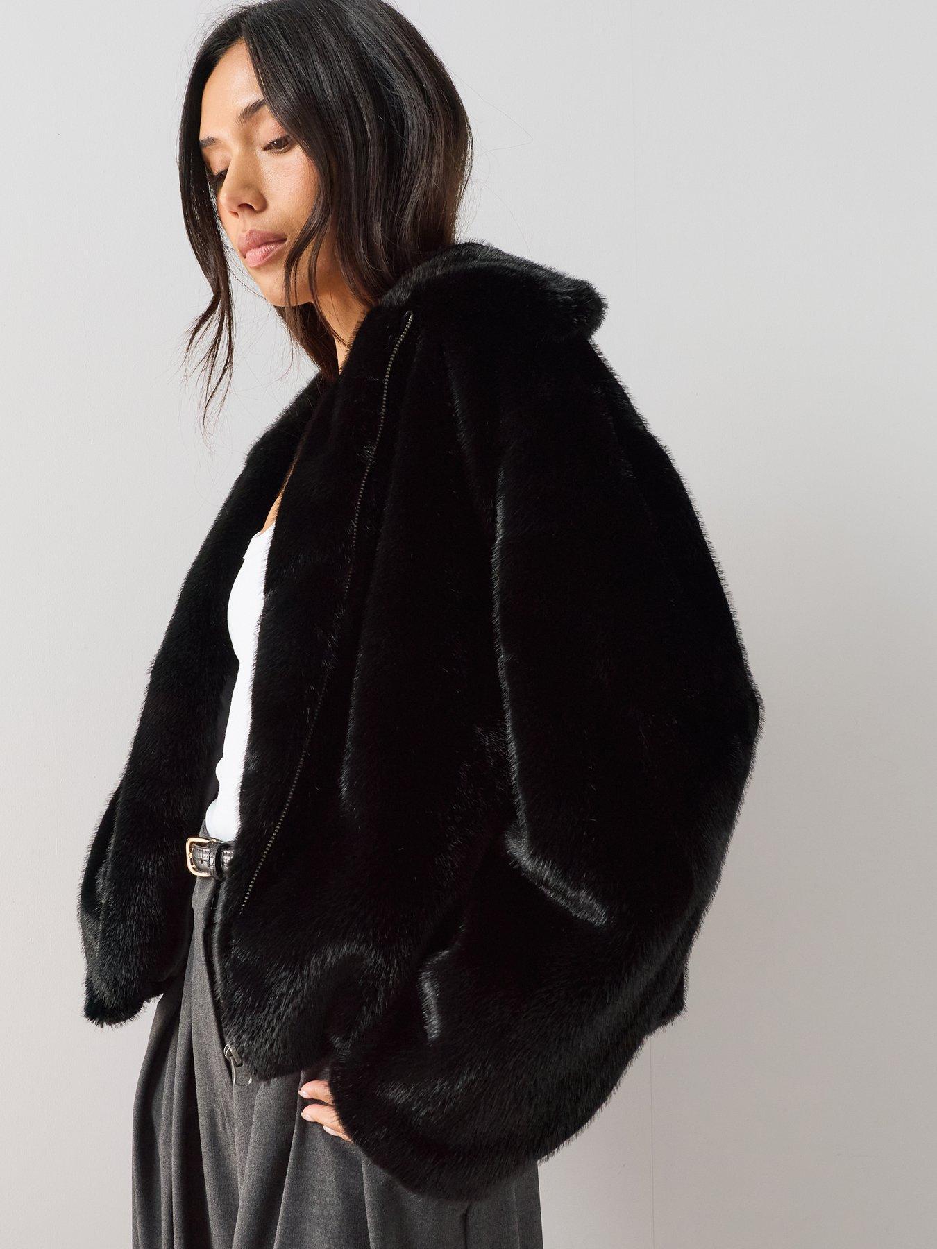 Image 4 of 6 of The Very Collection Zip Through Faux Fur Jacket