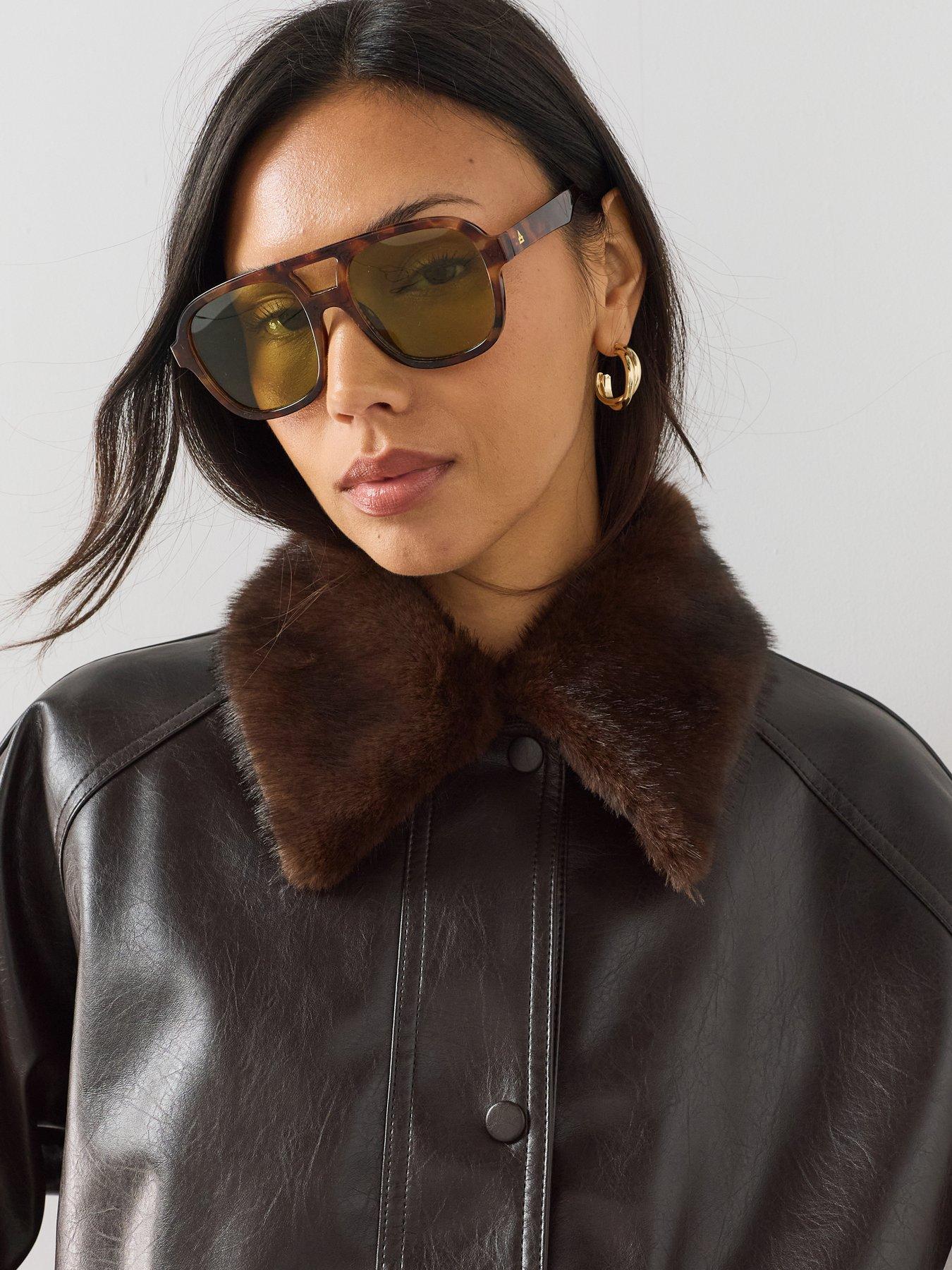 Image 6 of 7 of The Very Collection Faux Fur Collar Pu Bubble Hem Jacket - Brown