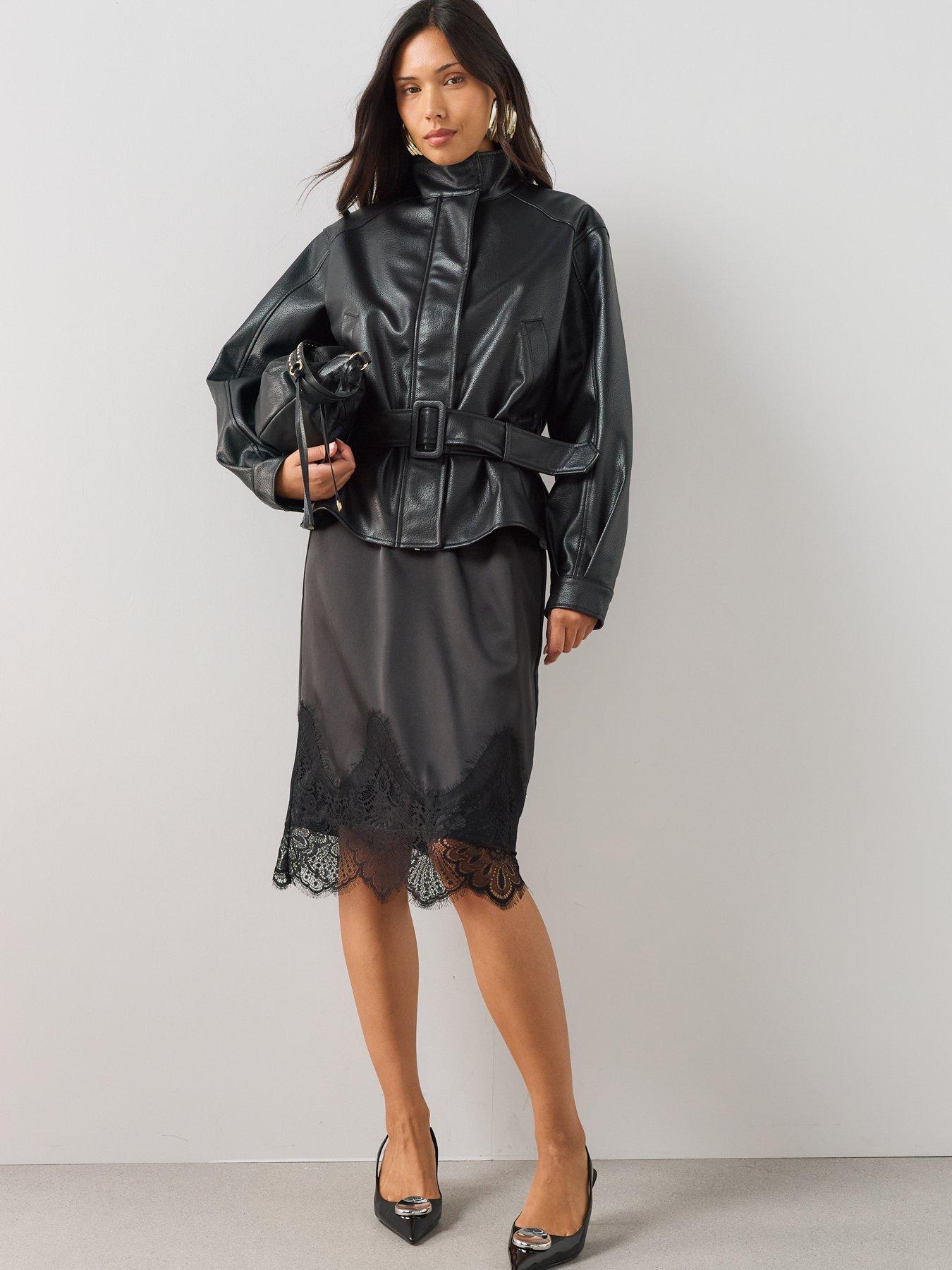 Image 3 of 7 of The Very Collection Women's Belted PU Jacket Black