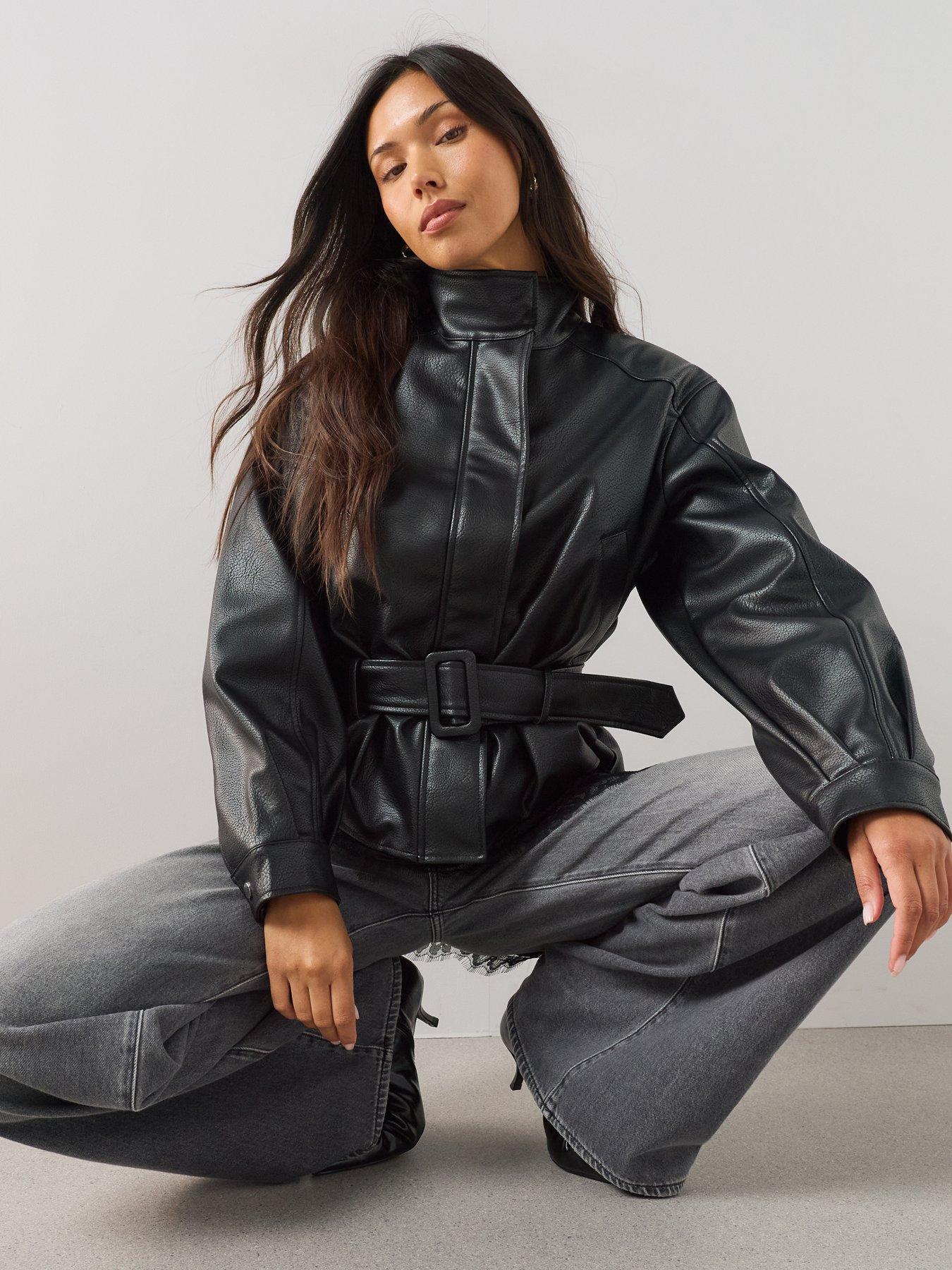 Image 5 of 7 of The Very Collection Women's Belted PU Jacket Black