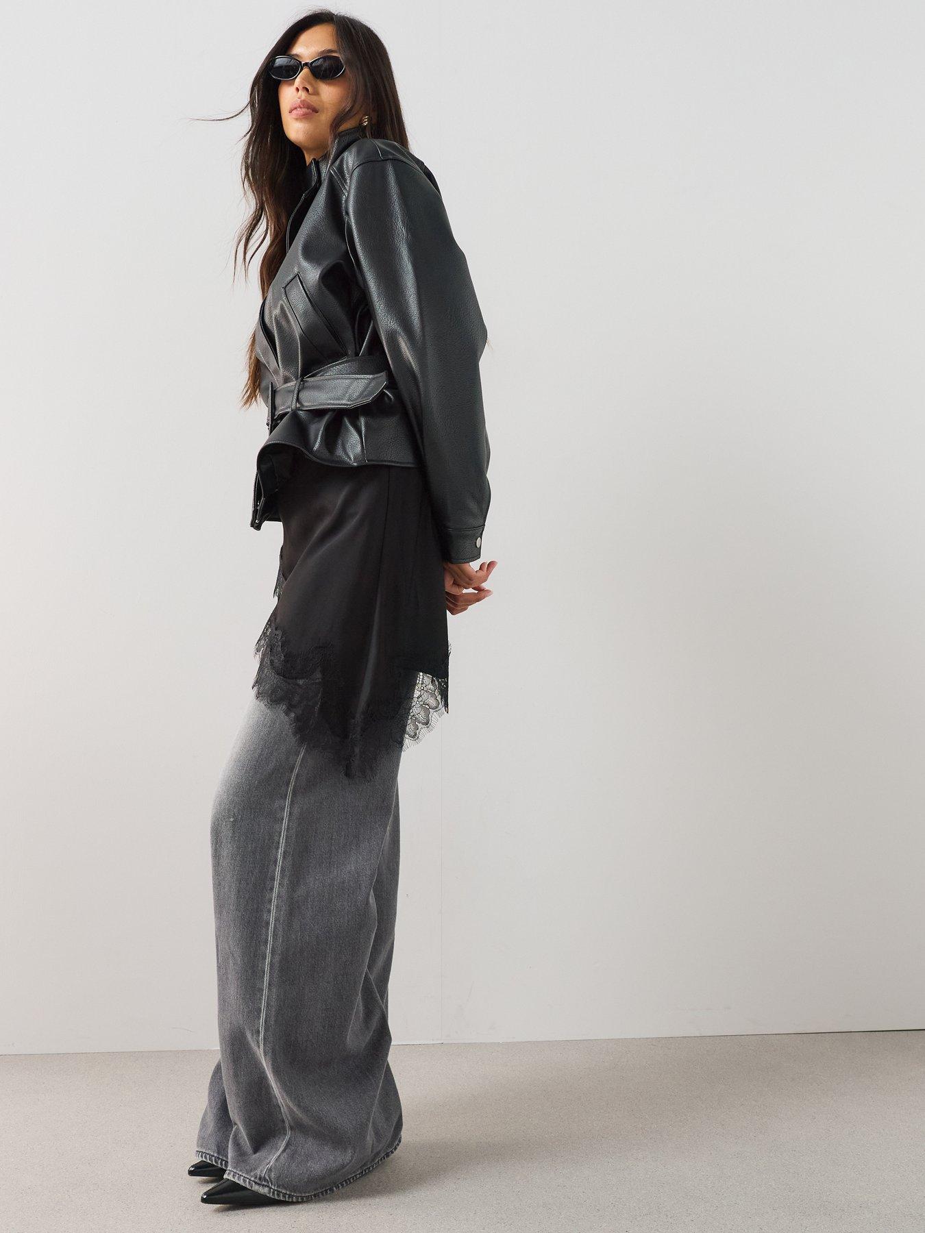 Image 6 of 7 of The Very Collection Women's Belted PU Jacket Black