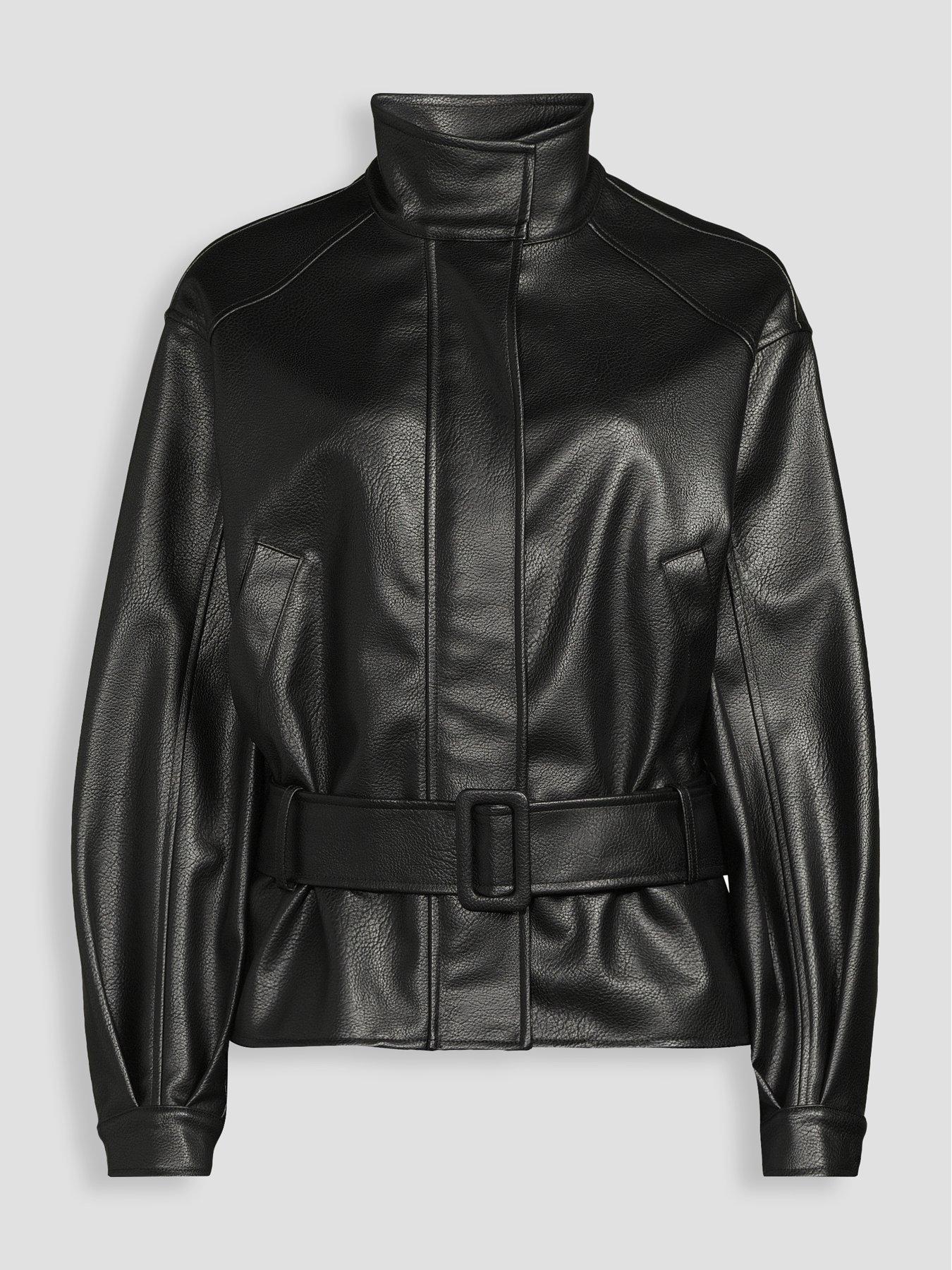 Image 7 of 7 of The Very Collection Women's Belted PU Jacket Black