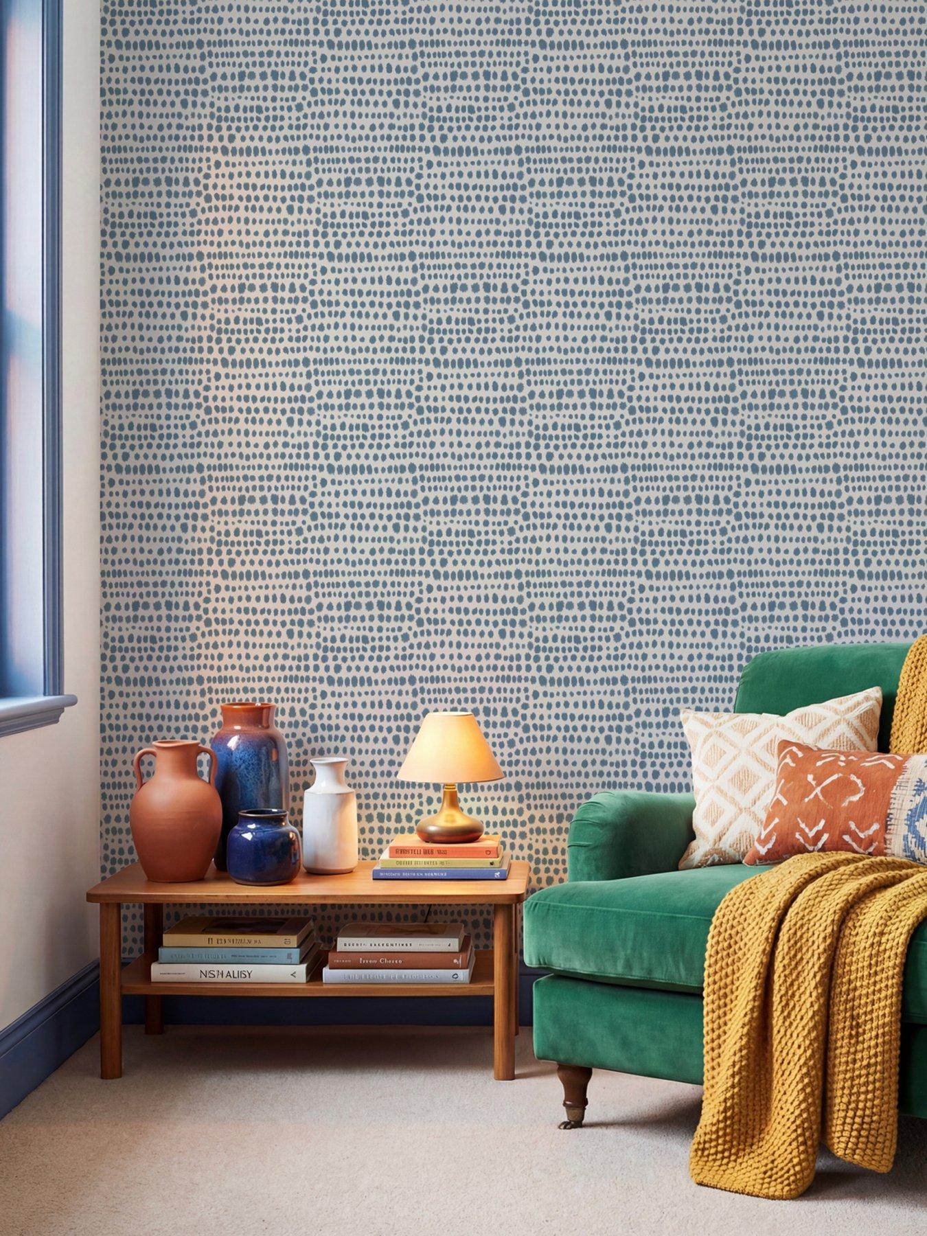  image of the-very-collection-tribal-dot-blue-wallpaper