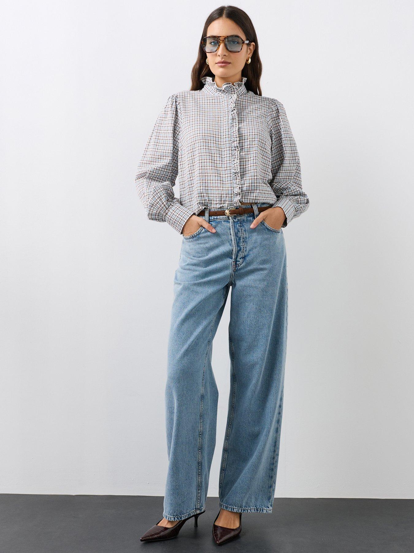 Image 1 of 6 of The Very Collection Soft Funnel Blouse With Frill