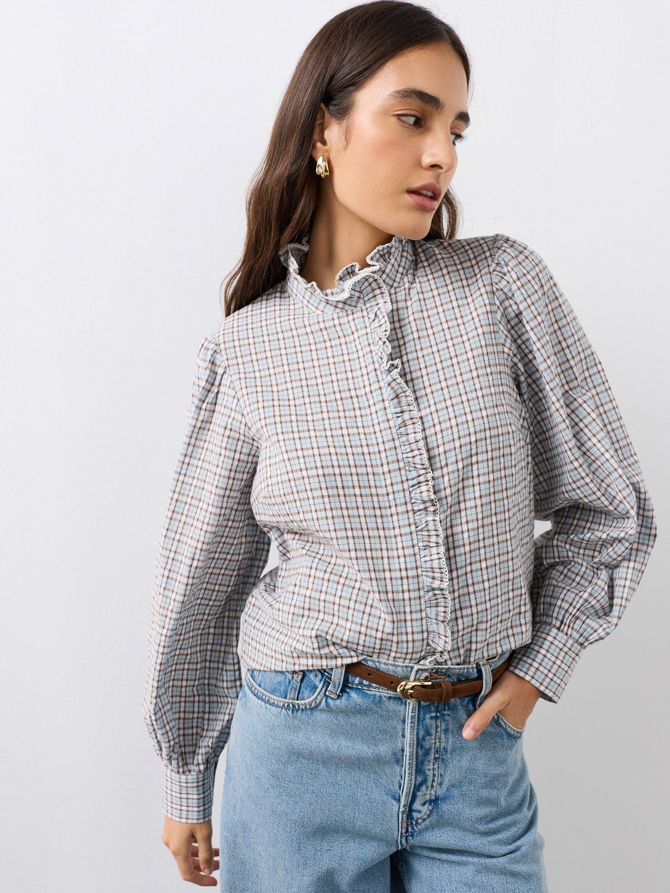 Image 3 of 6 of The Very Collection Soft Funnel Blouse With Frill
