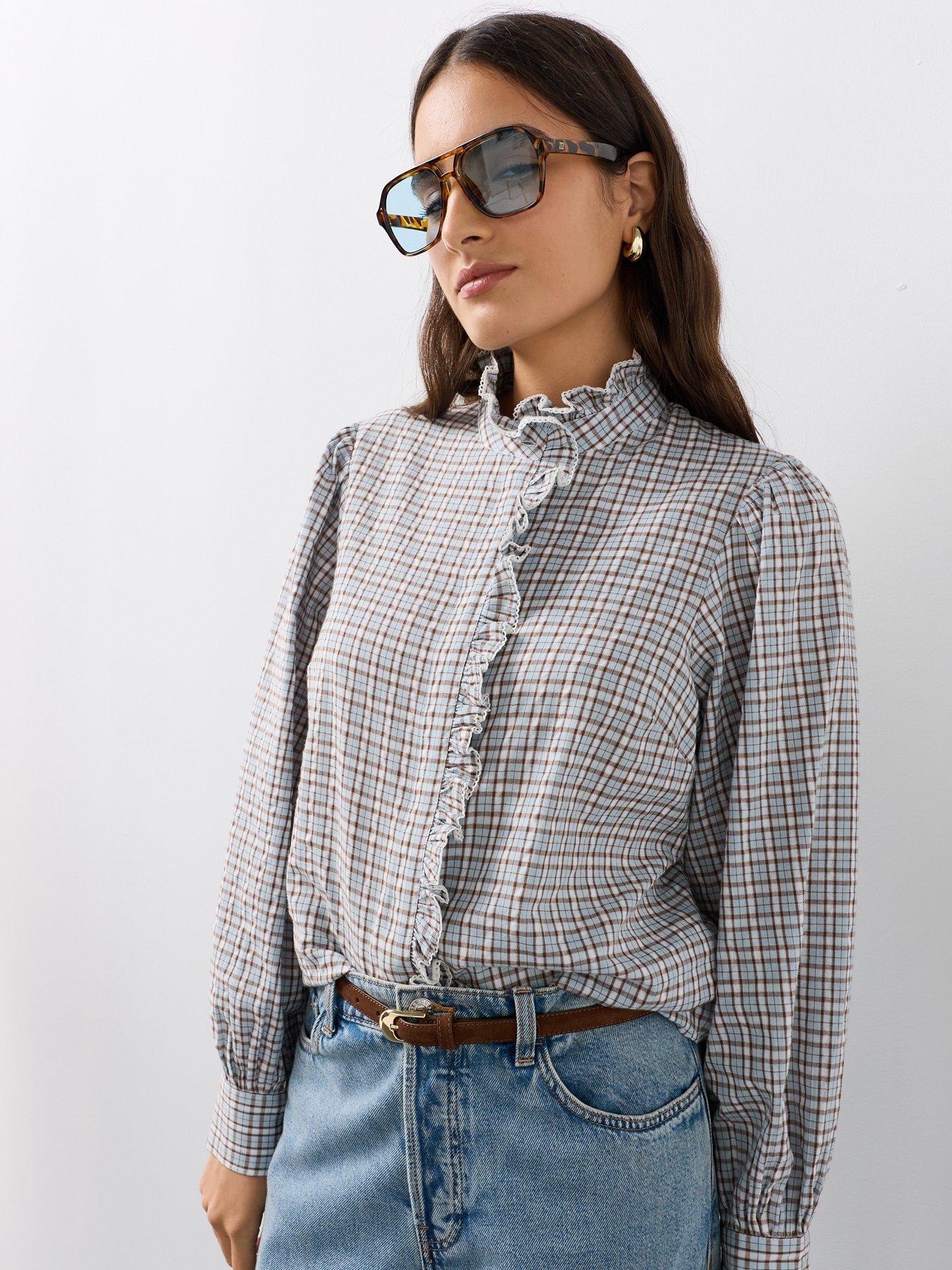 Image 5 of 6 of The Very Collection Soft Funnel Blouse With Frill