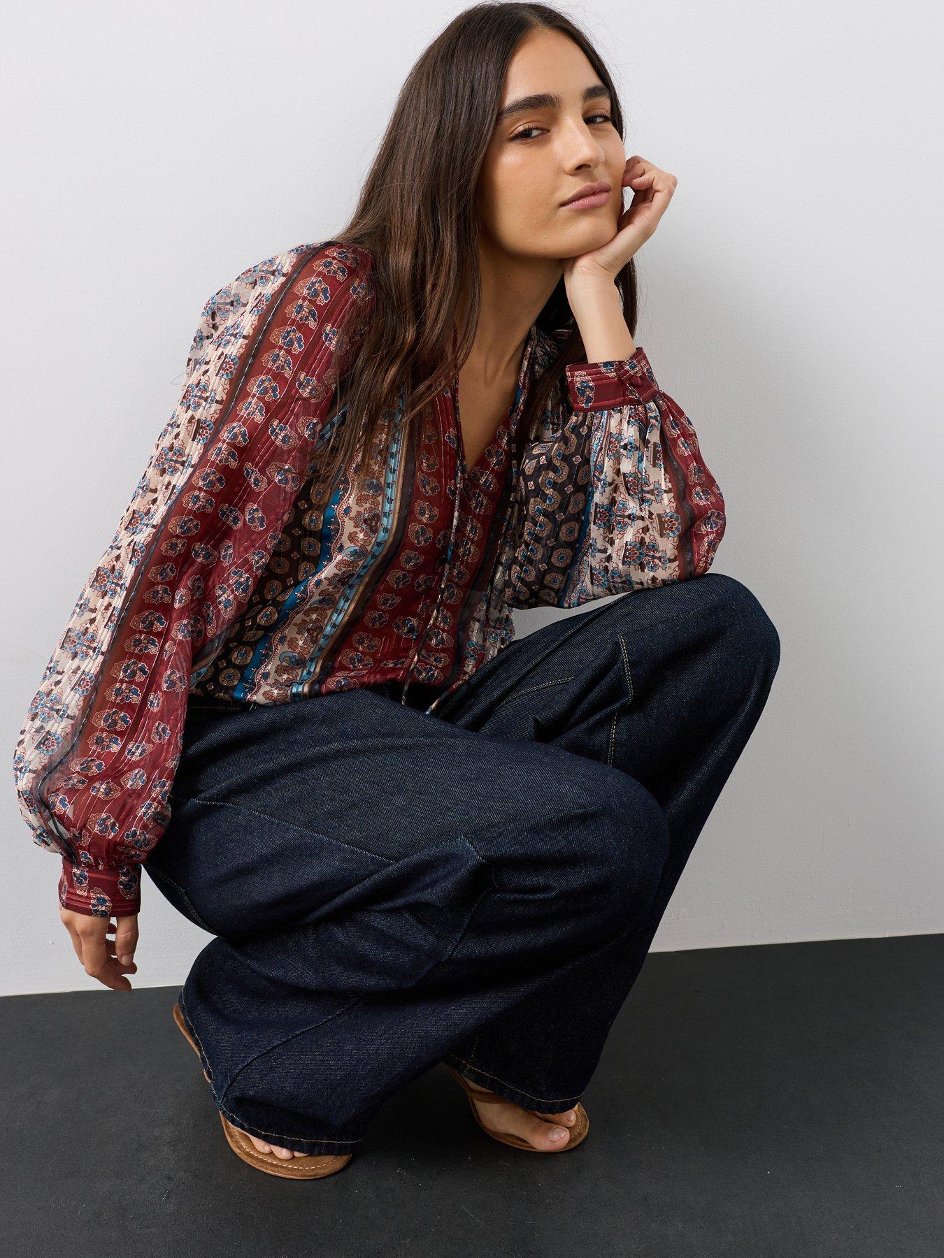 The Very Collection Printed Georgette Blouse - Red