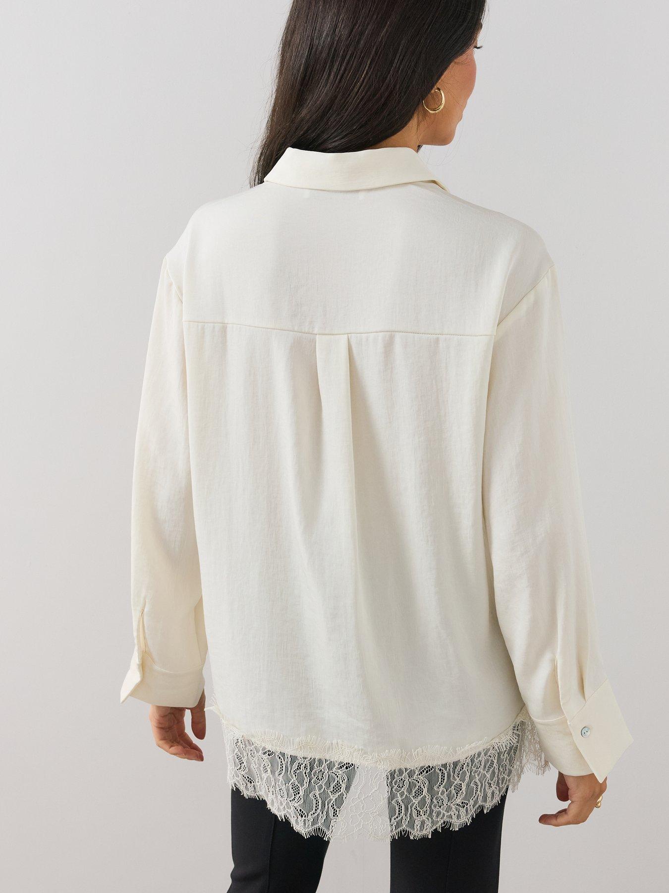 Image 2 of 6 of The Very Collection Lace Trim Oversized Shirt
