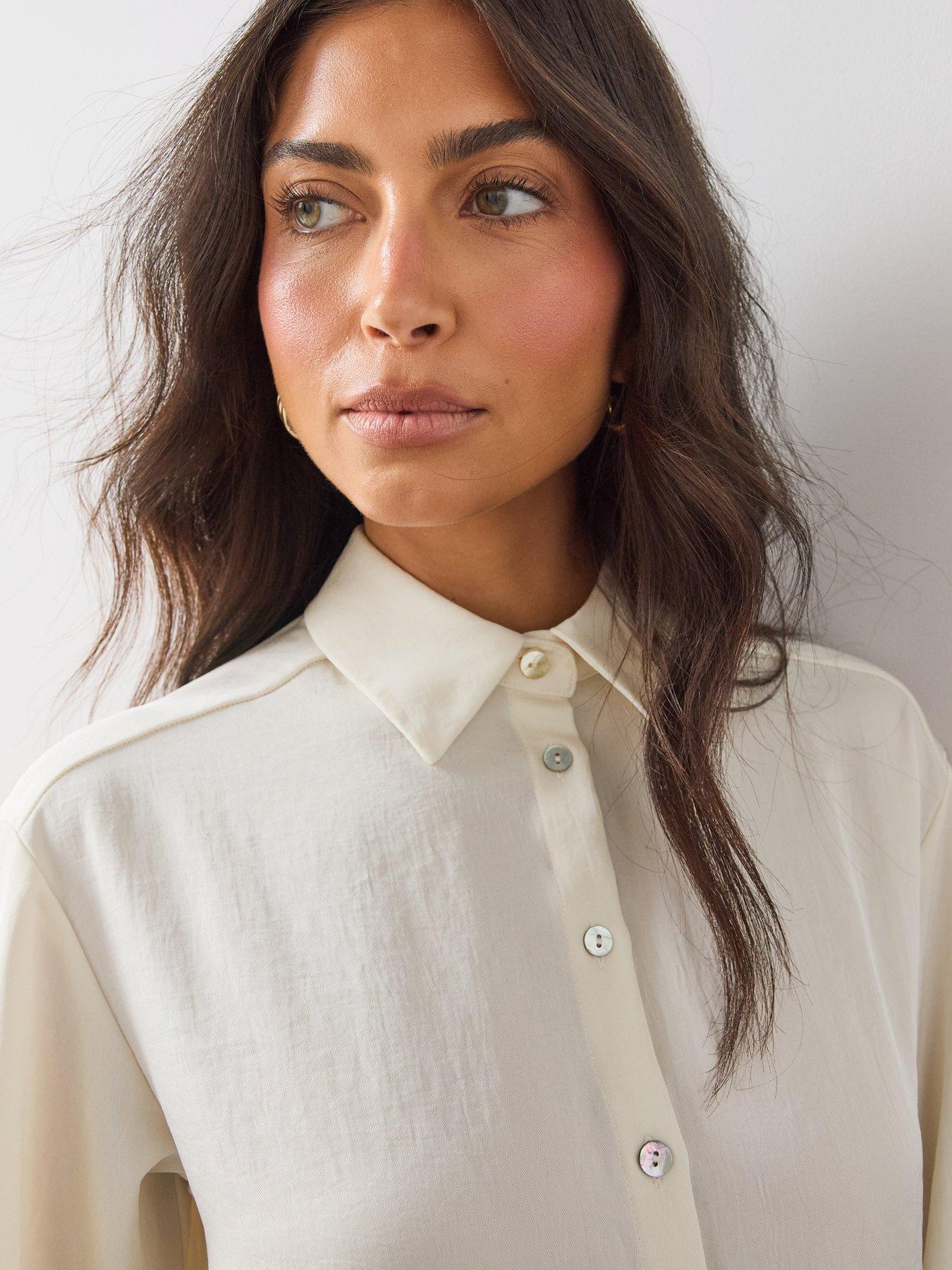 Image 4 of 6 of The Very Collection Lace Trim Oversized Shirt