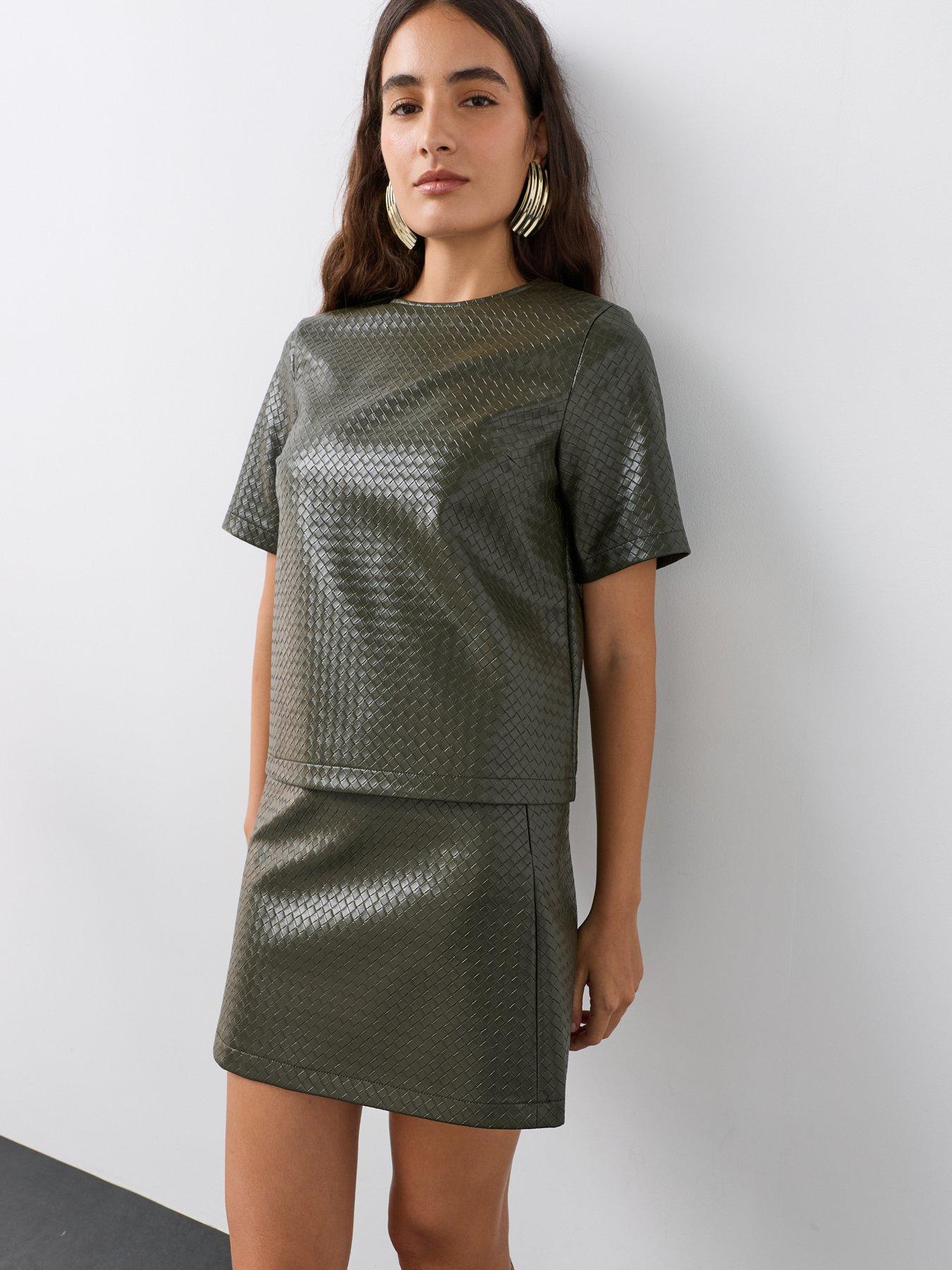 Image 5 of 7 of The Very Collection Pu Textured Mini Skirt - Green