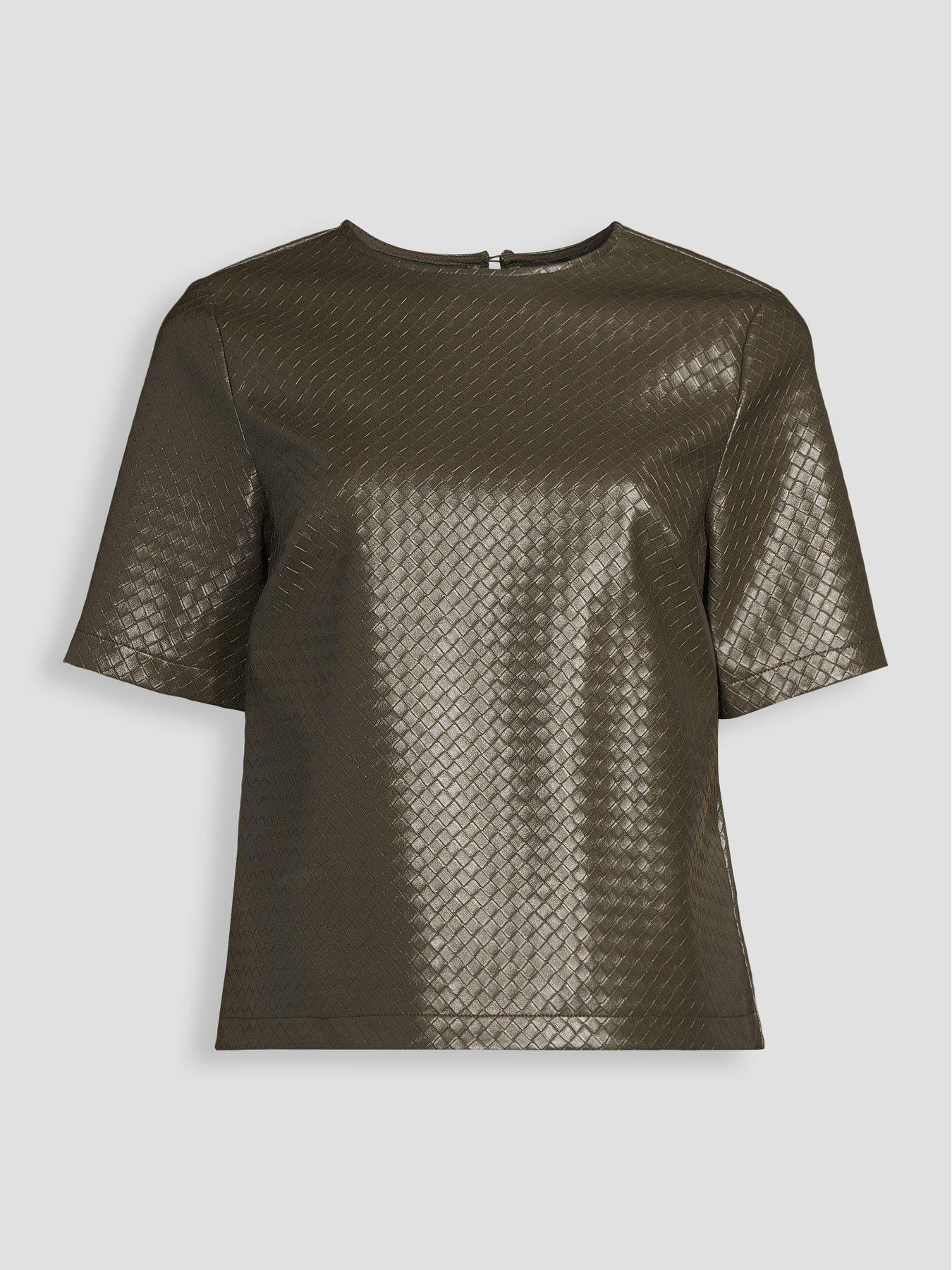 Image 7 of 7 of The Very Collection Textured Pu Short Sleeve Pu Top - Green