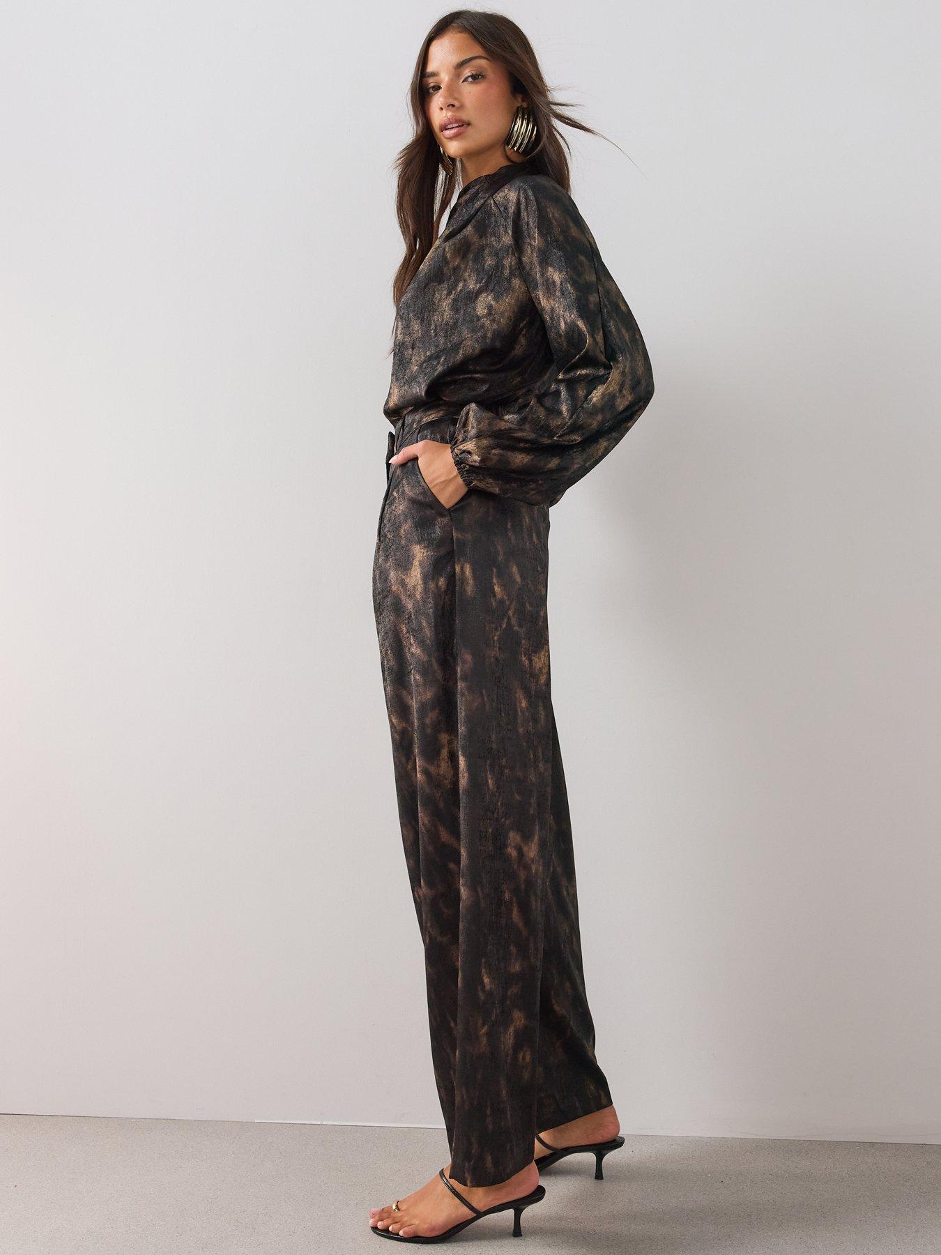 Image 6 of 7 of The Very Collection Womens Printed Elasticated Satin Trousers - Black