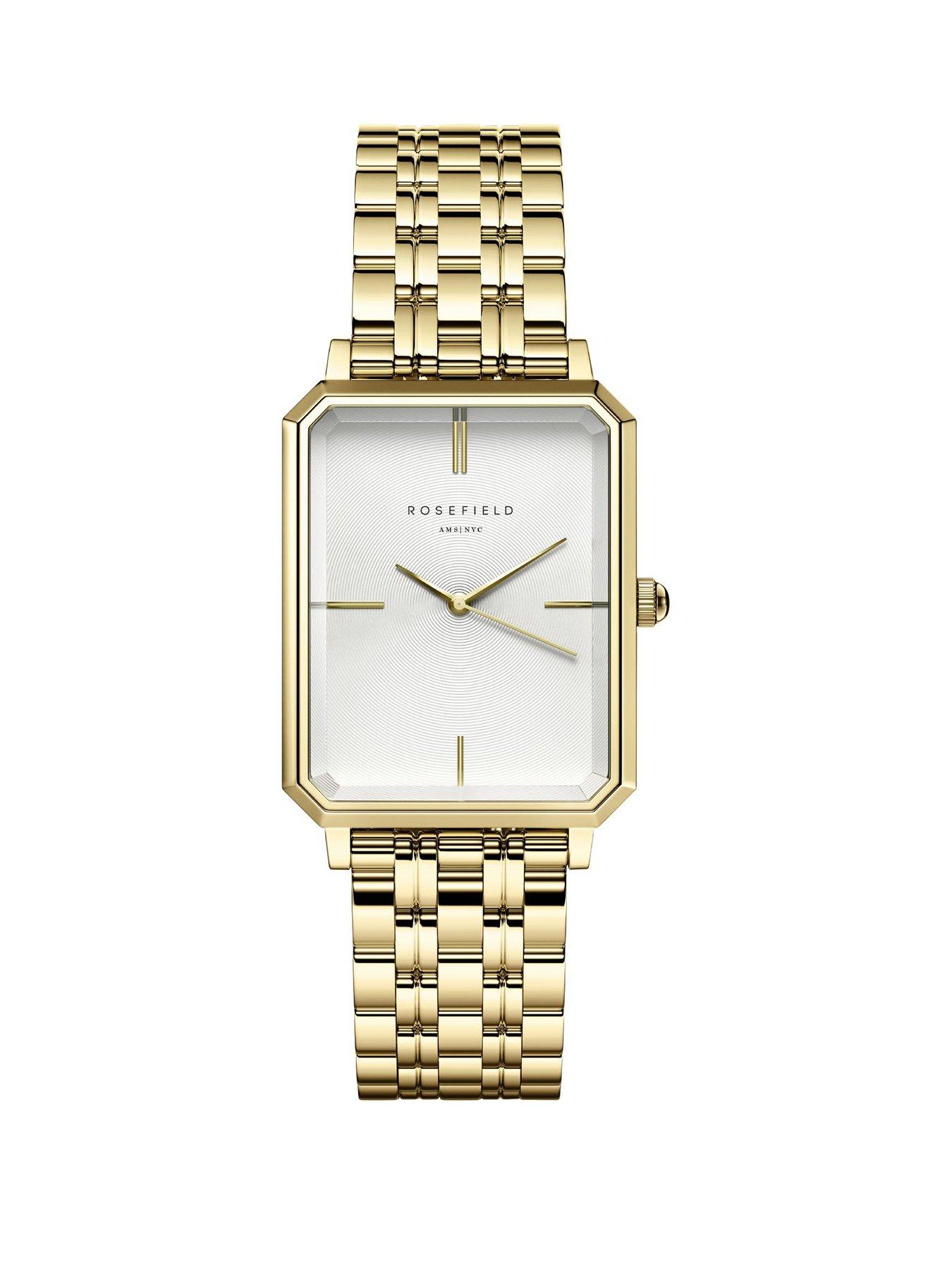 Rosefield OCTAGON  White Dial Gold Case and Bracelet
