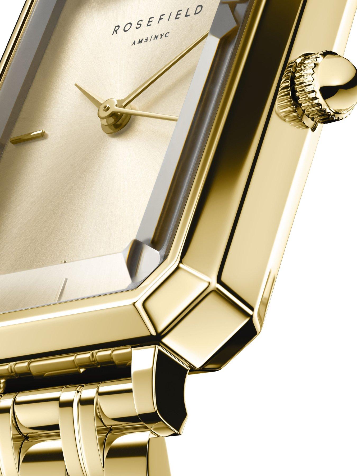  image of rosefield-octagon-gold-dial-gold-case-and-bracelet