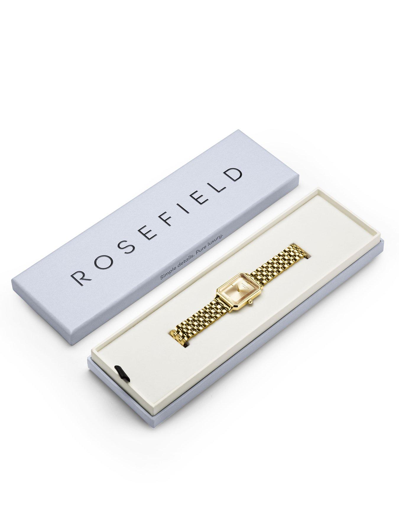  image of rosefield-octagon-gold-dial-gold-case-and-bracelet