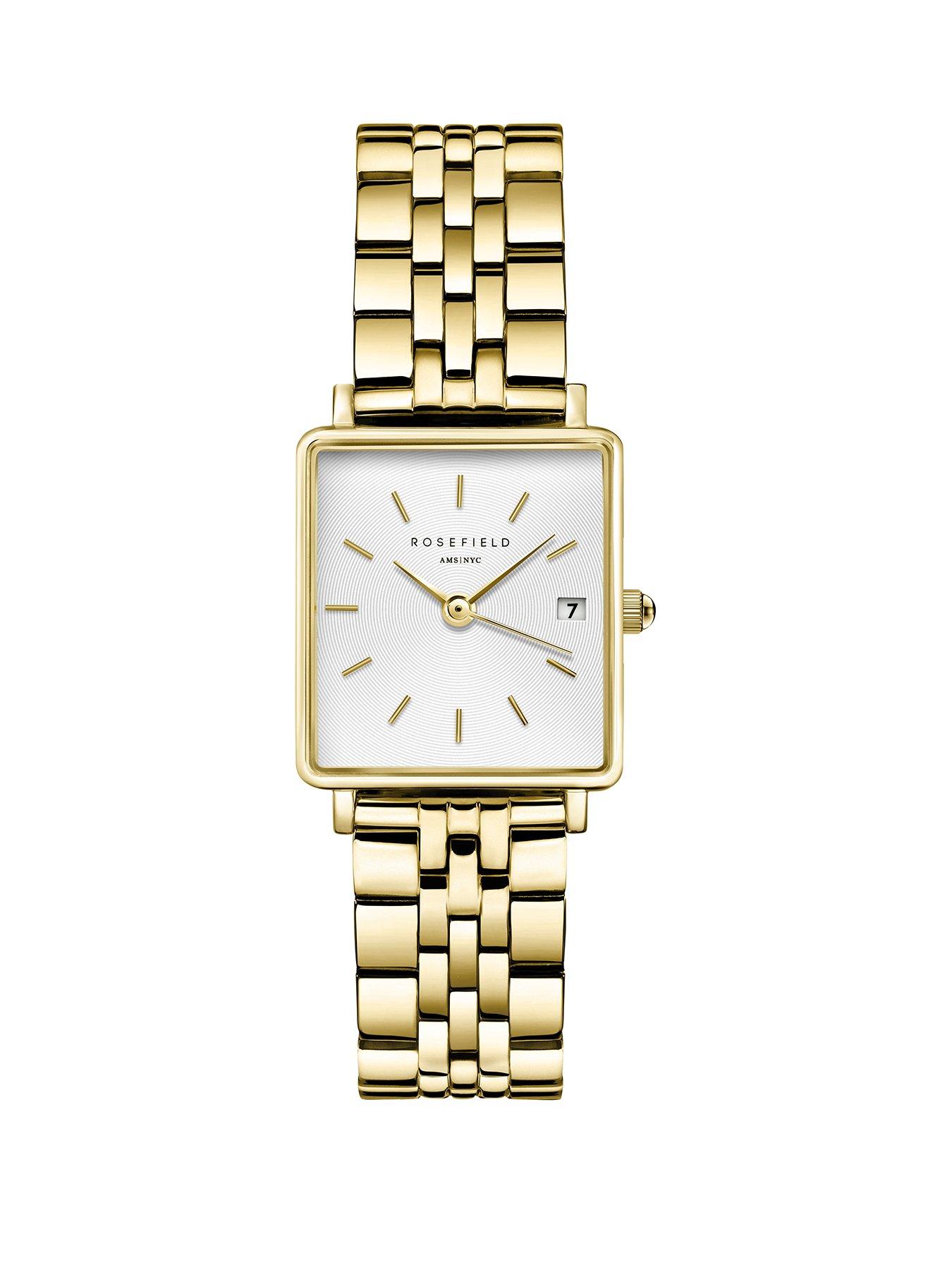 Rosefield BOXY XS White Dial Gold Case and Bracelet