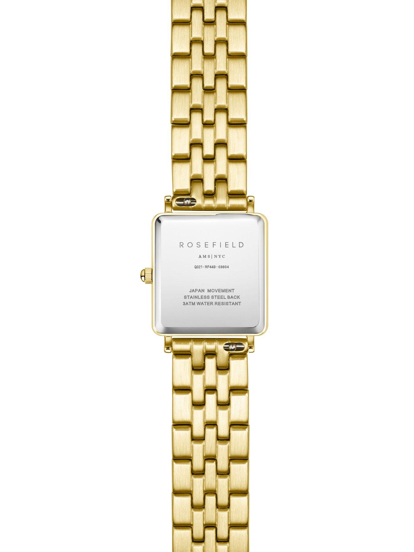  image of rosefield-boxy-xs-white-dial-gold-case-and-bracelet