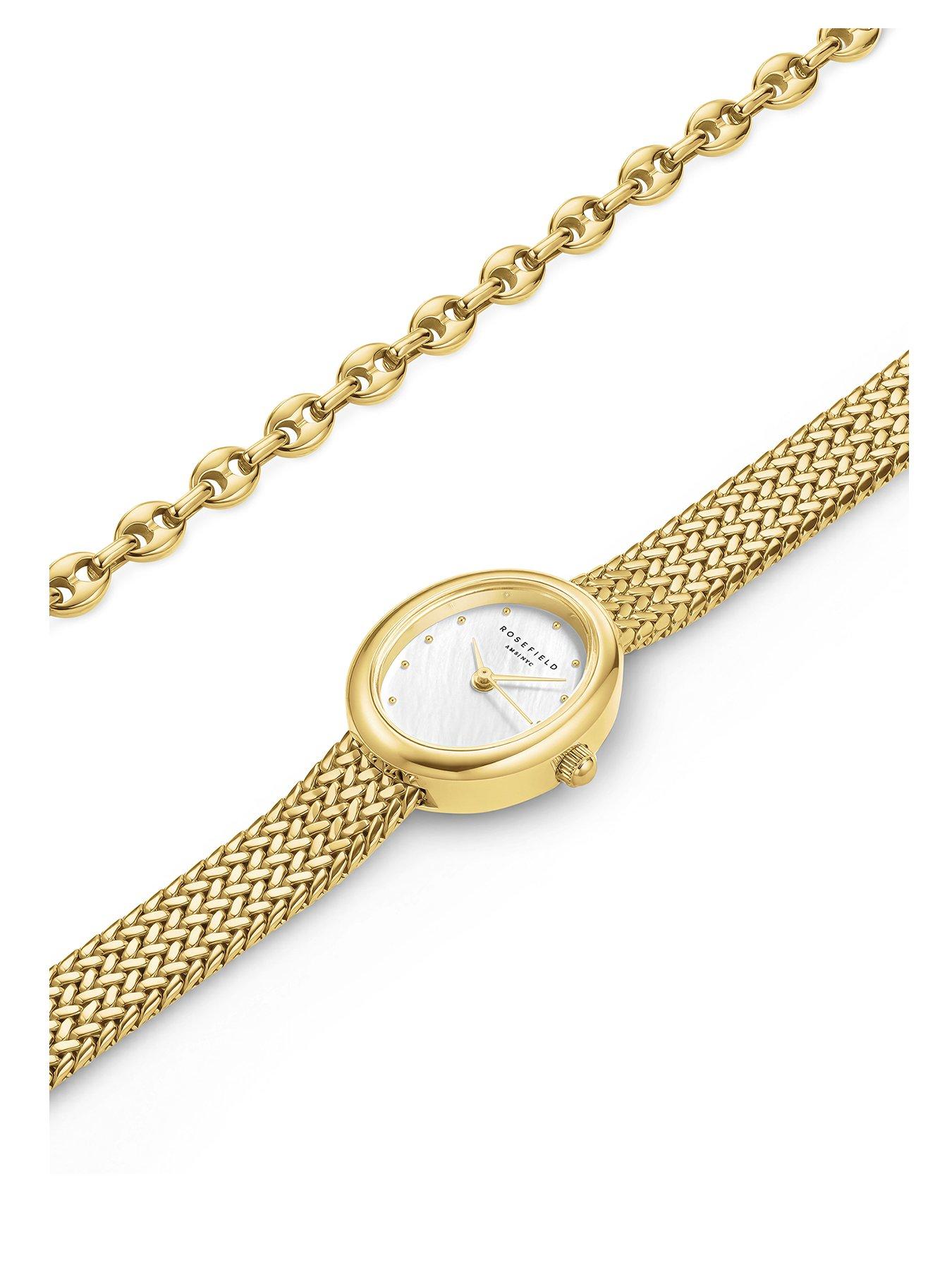 Rosefield BOX SET - Mini Oval Watch with Coffee Bean Bracelet