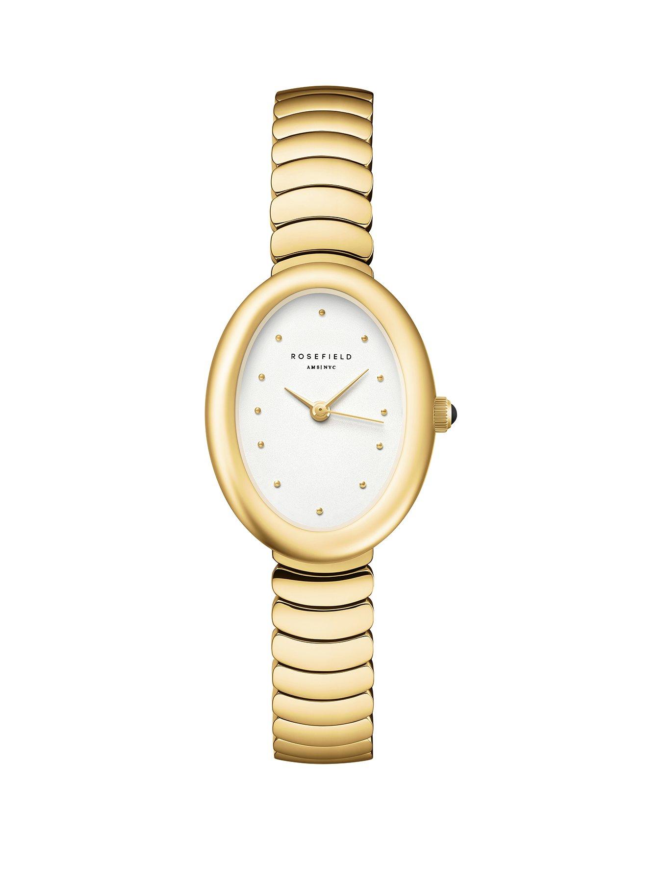 Rosefield OVALE Gold Case White Dial Gold Bracelet