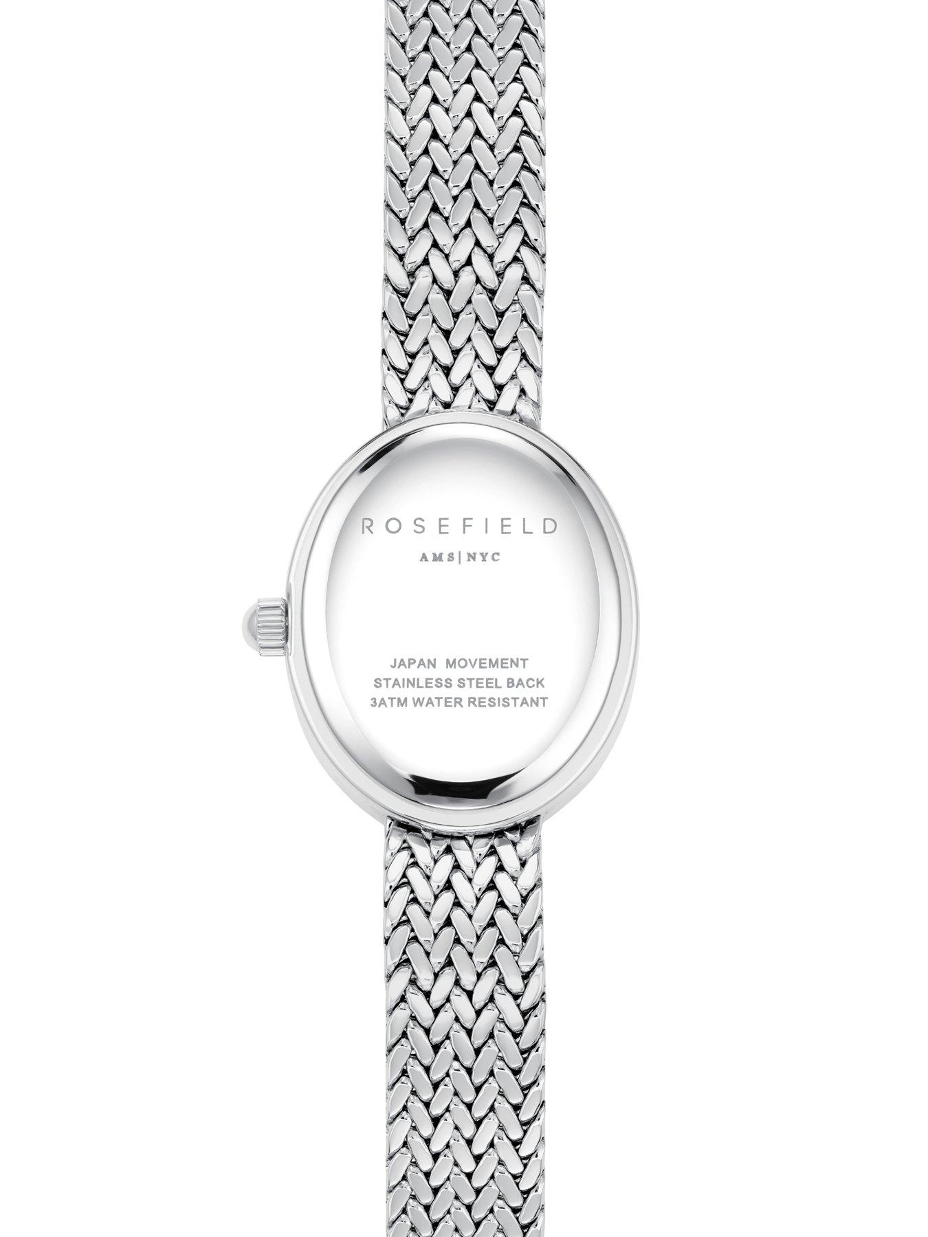  image of rosefield-mini-oval-mop-dial-steel-mesh