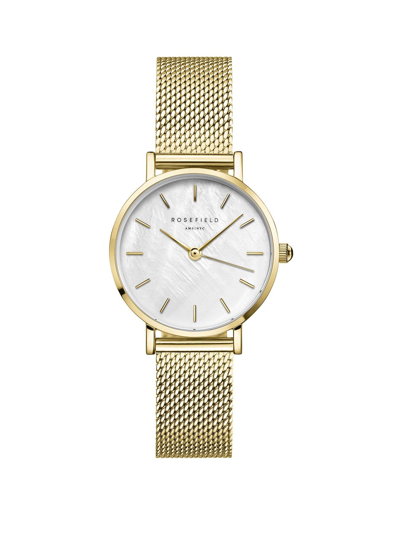 Rosefield SMALL EDIT MOP Dial Gold case and Mesh Bracelet