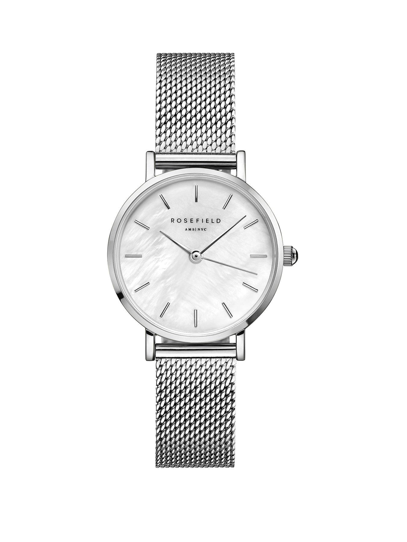 Rosefield SMALL EDIT White MOP Dial Steel case and Mesh Bracelet