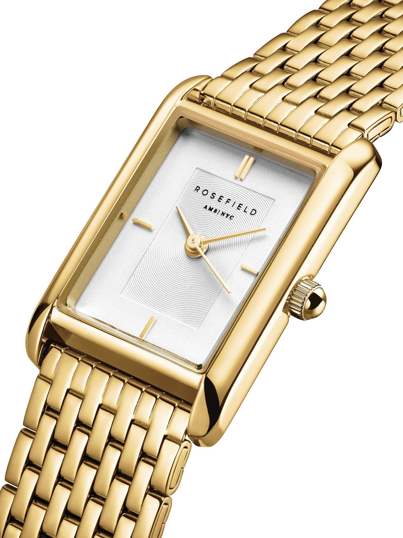 stillFront image of rosefield-heirloom-white-dial-gold-case-and-multi-linked-bracelet