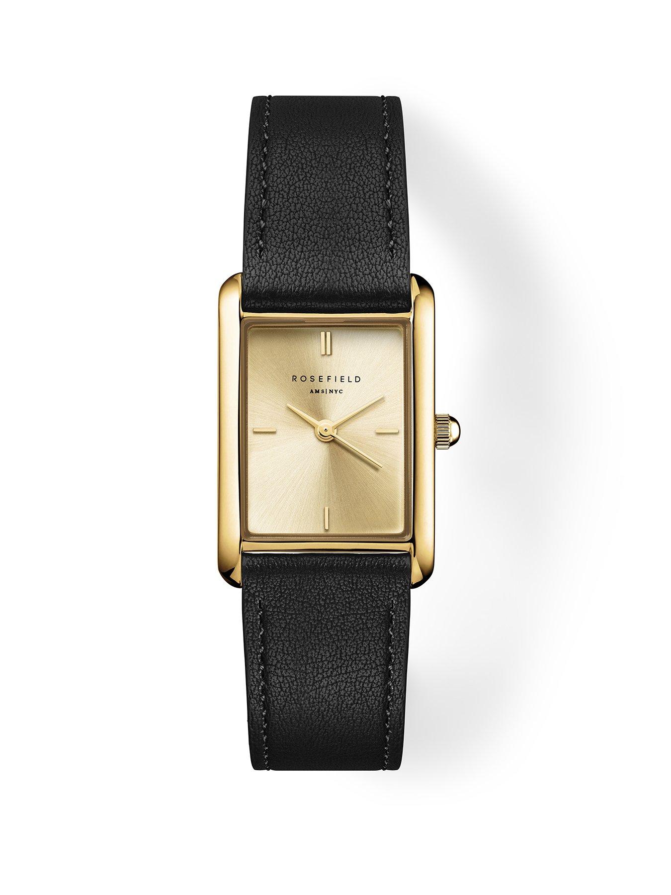 Rosefield HEIRLOOM Gold Dial and Case Black Leather Strap