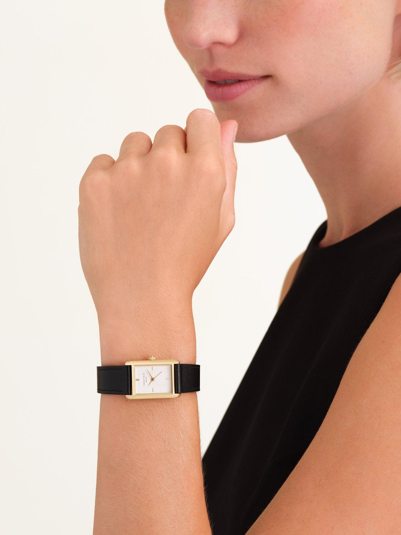  image of rosefield-heirloom-white-dial-and-case-black-leather-strap