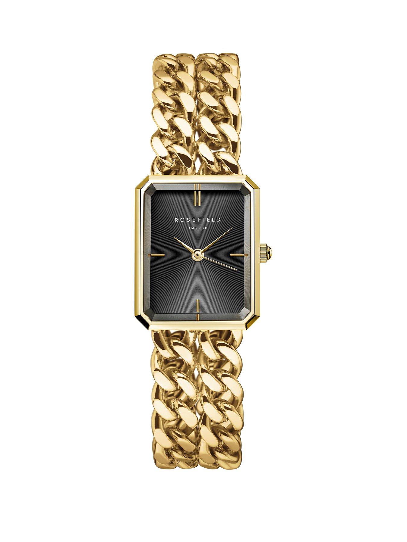 Rosefield STUDIO EDITION 04 Black Dial Gold Curb Bracelet