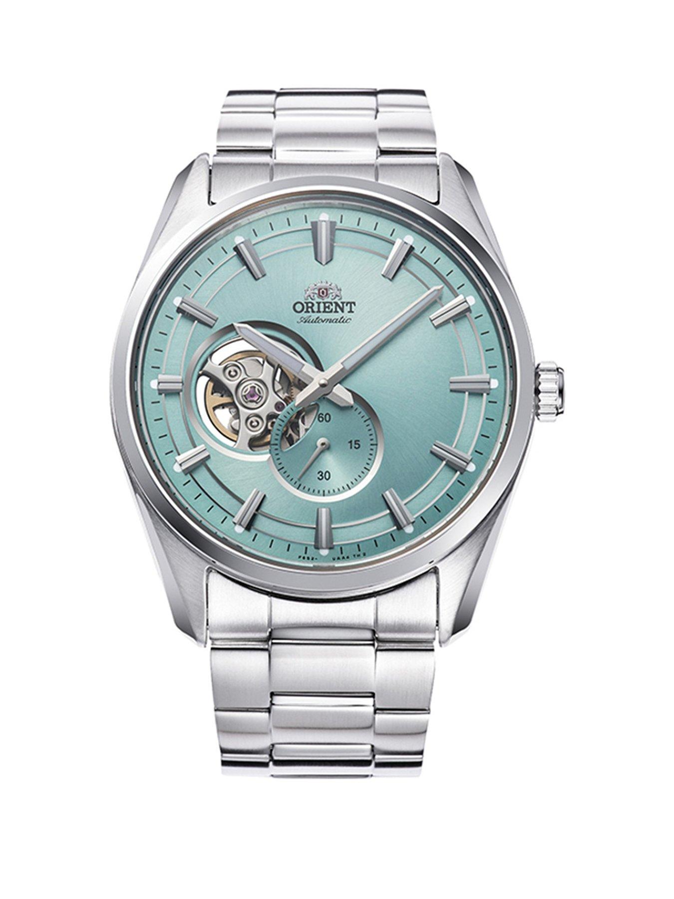 Orient Stretto Semi Skeleton Light Blue Open Aperture Dial Steel