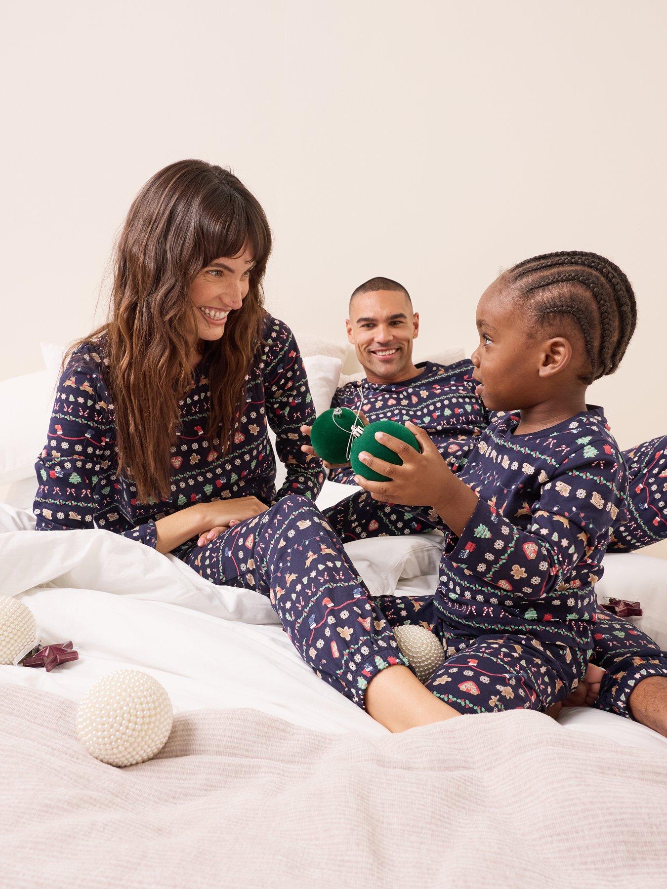 The Very Collection Womens Family Christmas Pyjama Reindeer Fairisle Top And Jogger Set - Navy