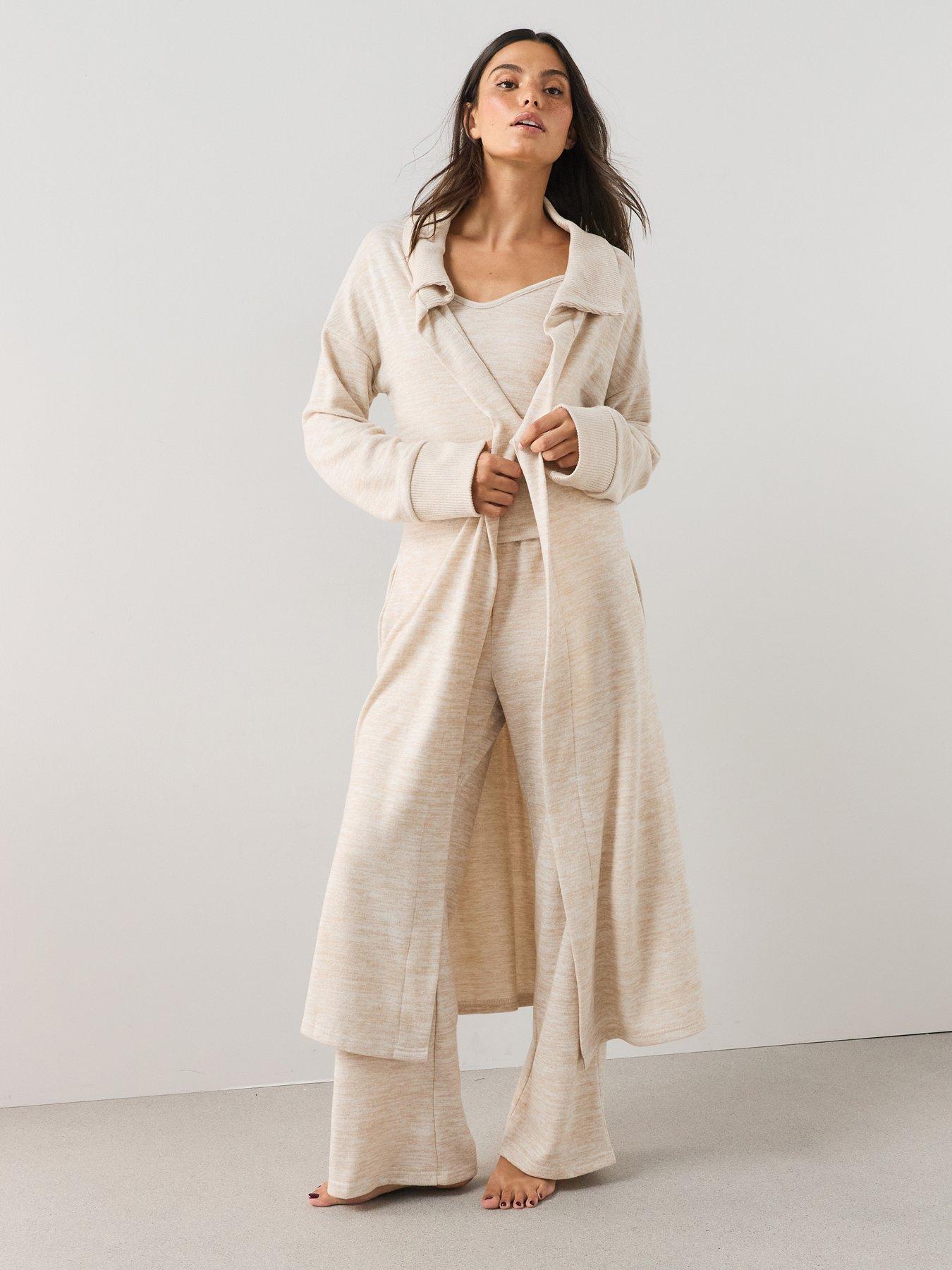 The Very Collection Knit Longline Dressing Gown - Cream