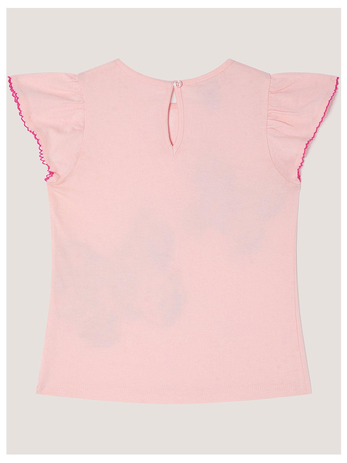 Image 3 of 4 of Monsoon Girls Short Sleeve Butterfly Heritage Tshirt - Pink