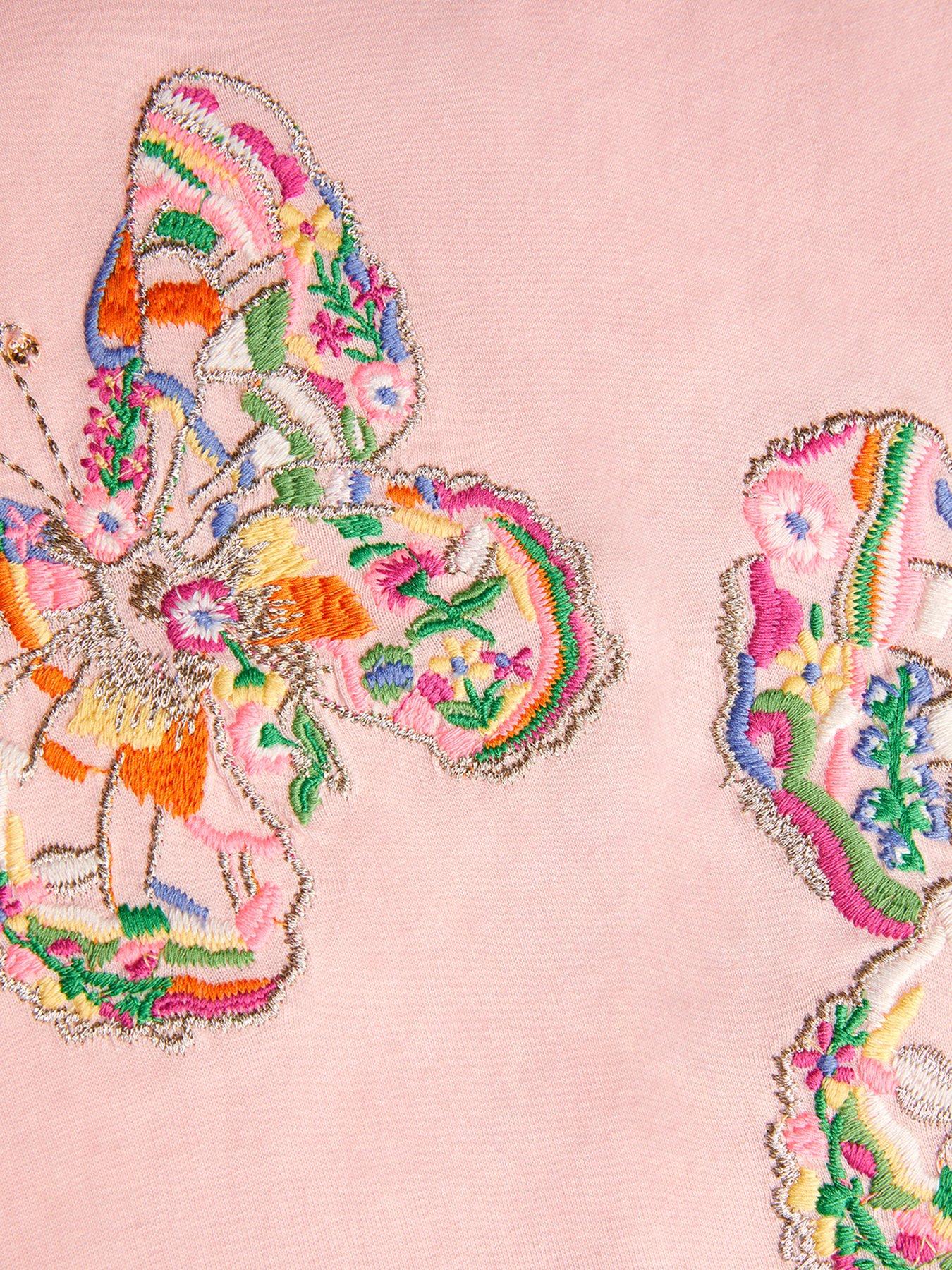 Image 4 of 4 of Monsoon Girls Short Sleeve Butterfly Heritage Tshirt - Pink