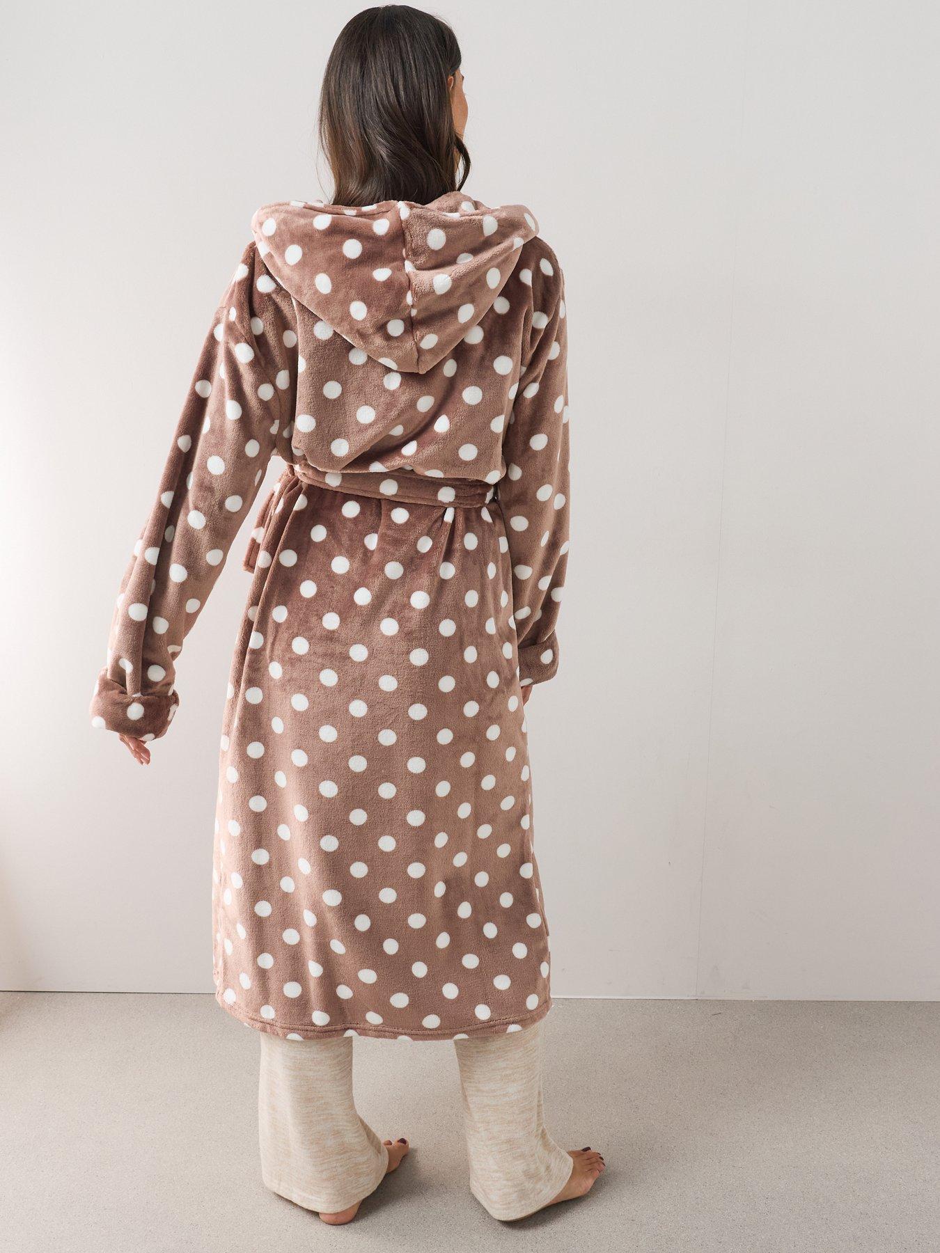 Image 2 of 7 of The Very Collection Polka Dot Dressing Gown - Brown
