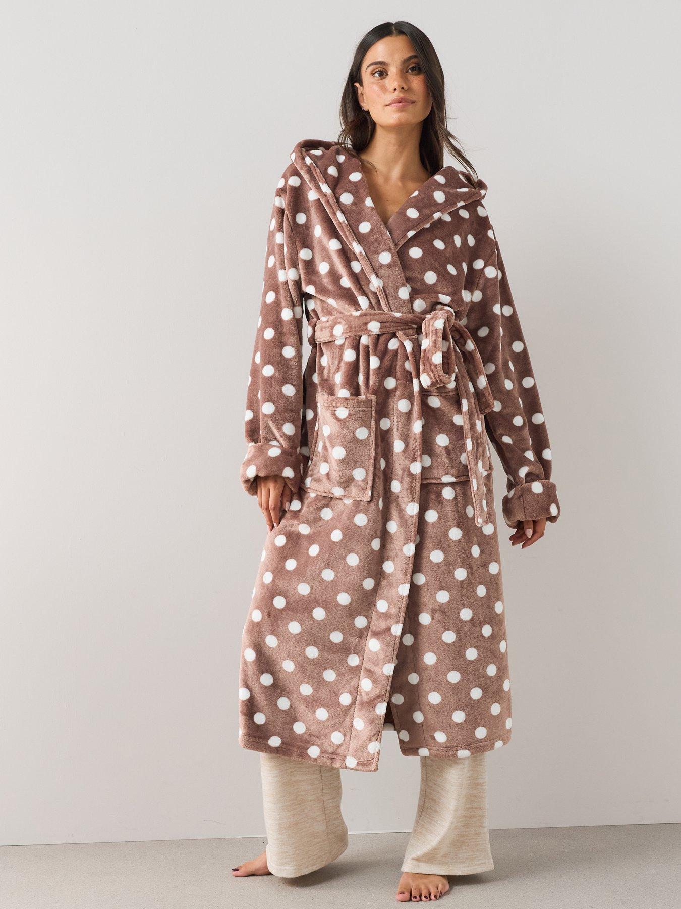 Image 3 of 7 of The Very Collection Polka Dot Dressing Gown - Brown