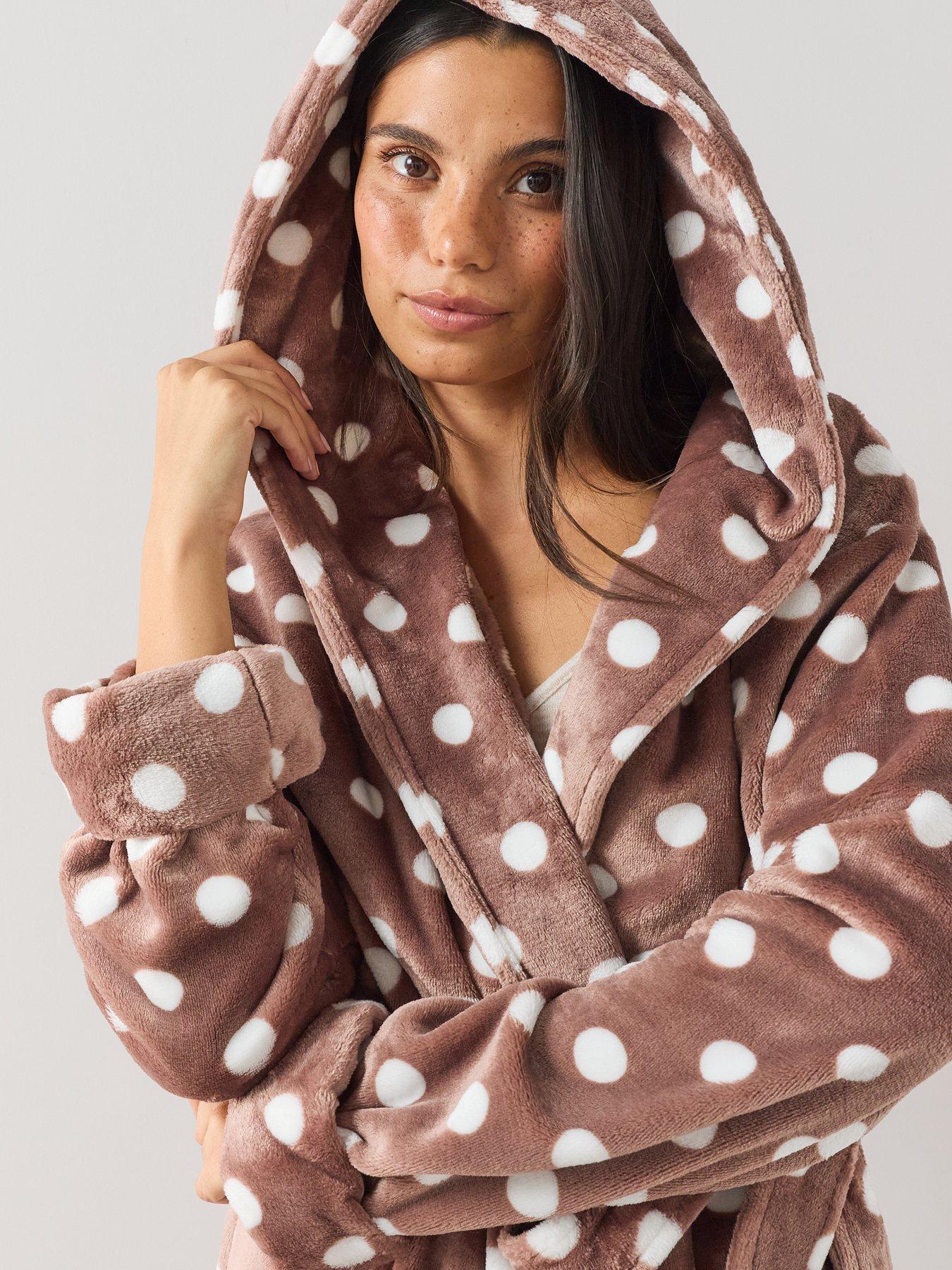 Image 4 of 7 of The Very Collection Polka Dot Dressing Gown - Brown