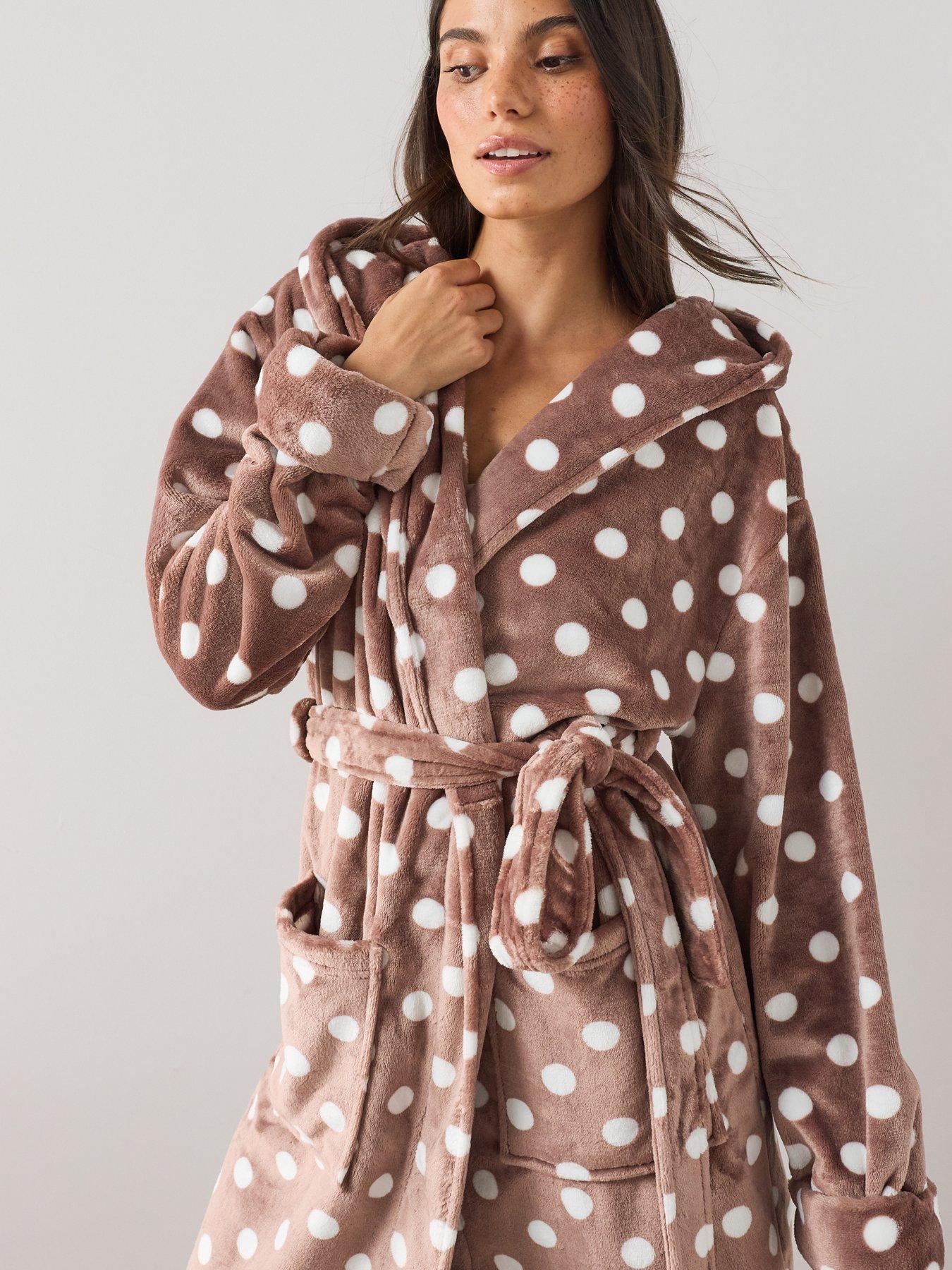 Image 5 of 7 of The Very Collection Polka Dot Dressing Gown - Brown