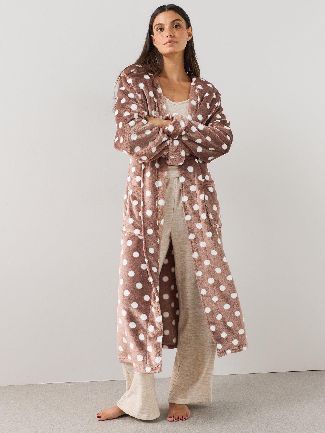 Image 6 of 7 of The Very Collection Polka Dot Dressing Gown - Brown