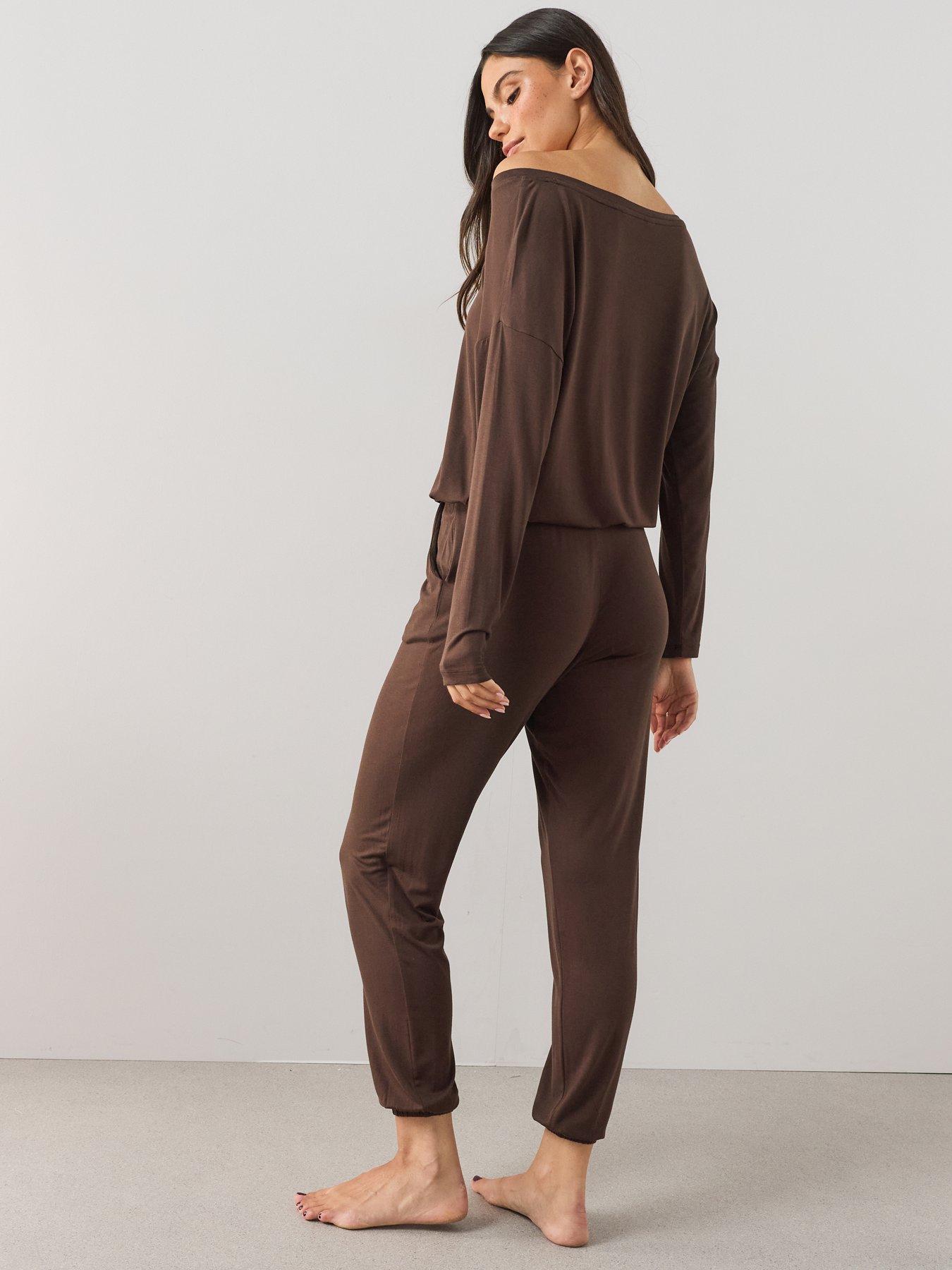 Image 2 of 7 of The Very Collection Slouchy Cuffed Pyjama Set - Brown