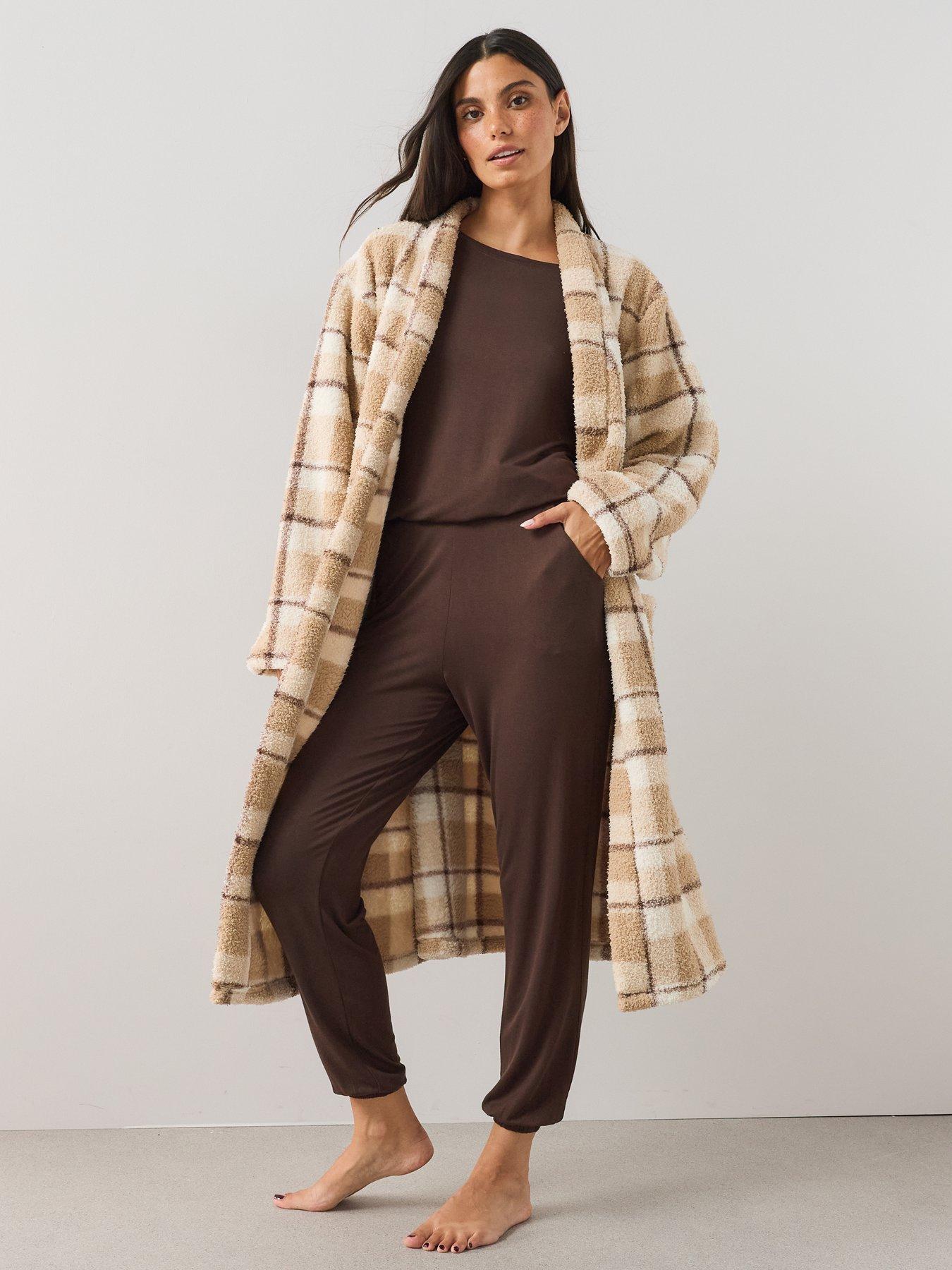 Image 3 of 7 of The Very Collection Slouchy Cuffed Pyjama Set - Brown